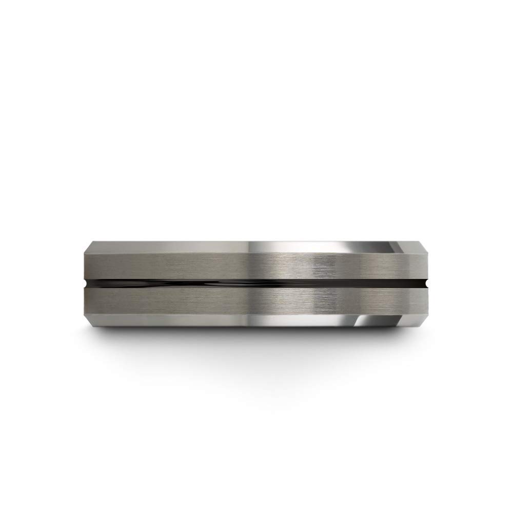 Tungsten Carbide Wedding Band Ring 6mm - Blue Black Center Line with Beveled Edge for Men & Women | Brushed & Polished Finish | Custom Engraving for Anniversary & Engagement Gifts | Perfect for Weddings, Proposals & Special Occasions