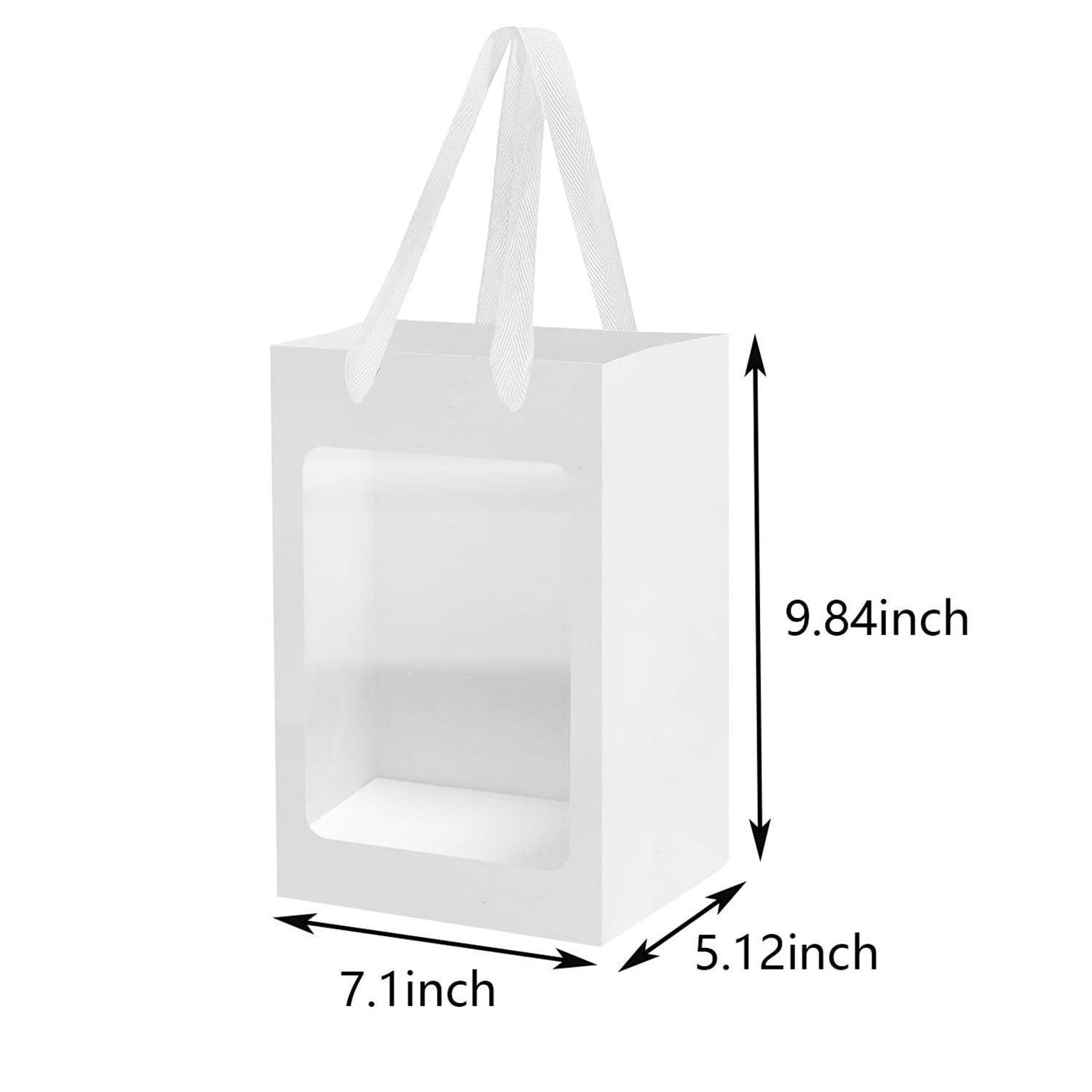 12 Pack White Kraft Paper Gift Bags with Clear Window - 9.84