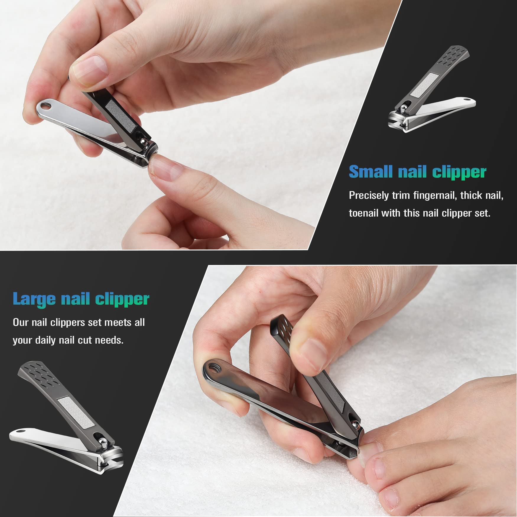 Premium Stainless Steel Nail Clippers Set for Men & Women - FVION Professional Fingernail & Toenail Clippers with Nail File for Thick Nails - Perfect for Home, Travel & Grooming Kits - Includes Gift Box