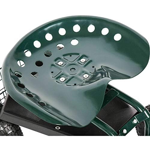 KINTNESS Heavy Duty Garden Cart Wagon with Swivel Seat, Extendable Handle & Utility Basket - Foldable Outdoor Utility Cart for Gardening, Yard Work, Camping, Picnics (Green)