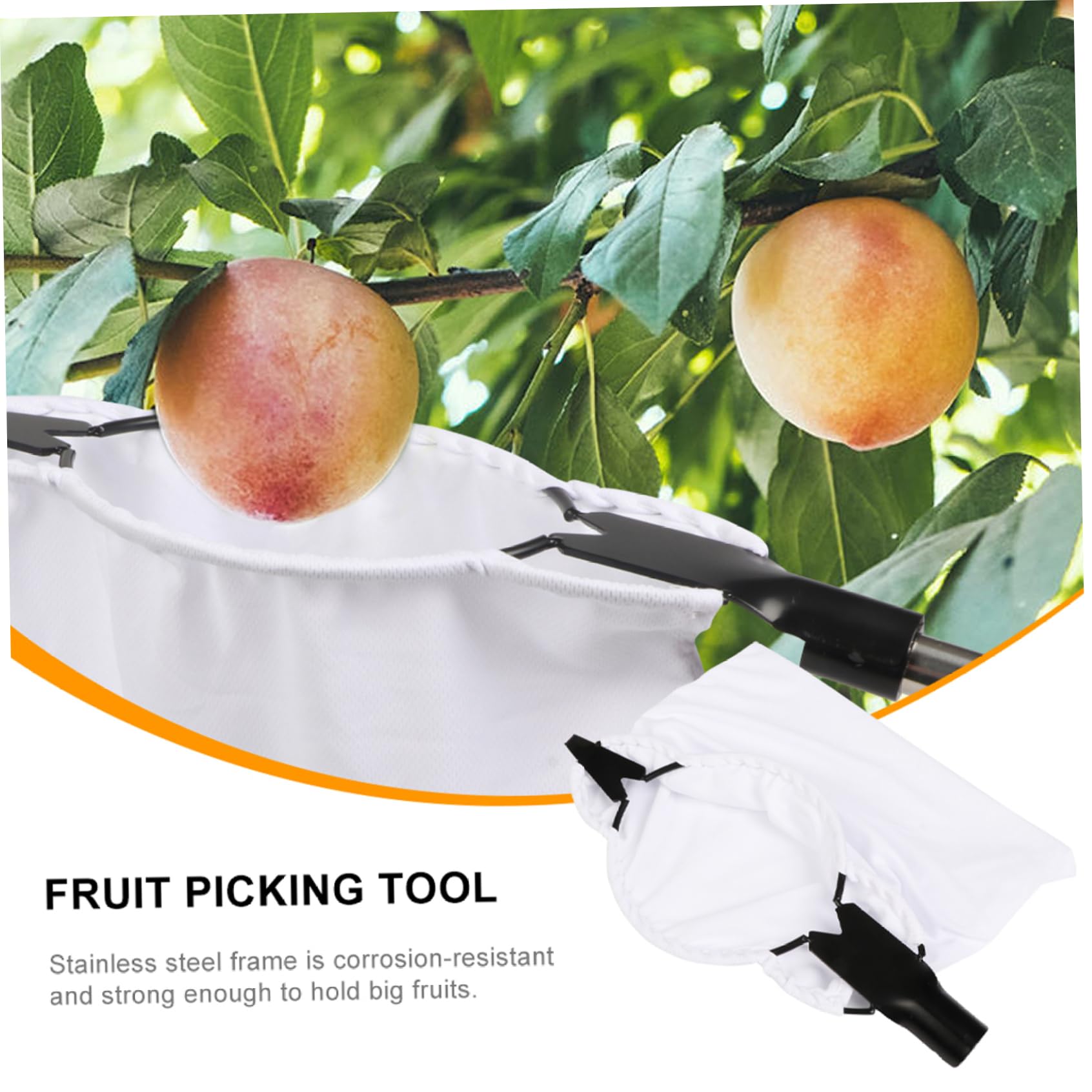 14.57x5.51x1.18 Inch Fruit Picker Basket with Cutter - Apple Picker, Cherry Picker Bag for Orange, Peach, Pear - Durable Outdoor Fruit Harvesting Tool for Garden, Orchard & Farm Use
