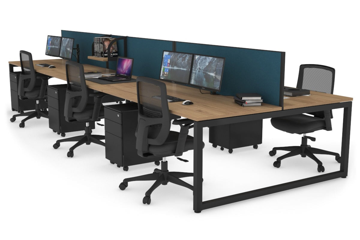 Quadro Loop Legs 6-Person Office Workstation - 1400L x 800W with Cable Management - Perfect for Open Office Layouts & Collaborative Workspaces