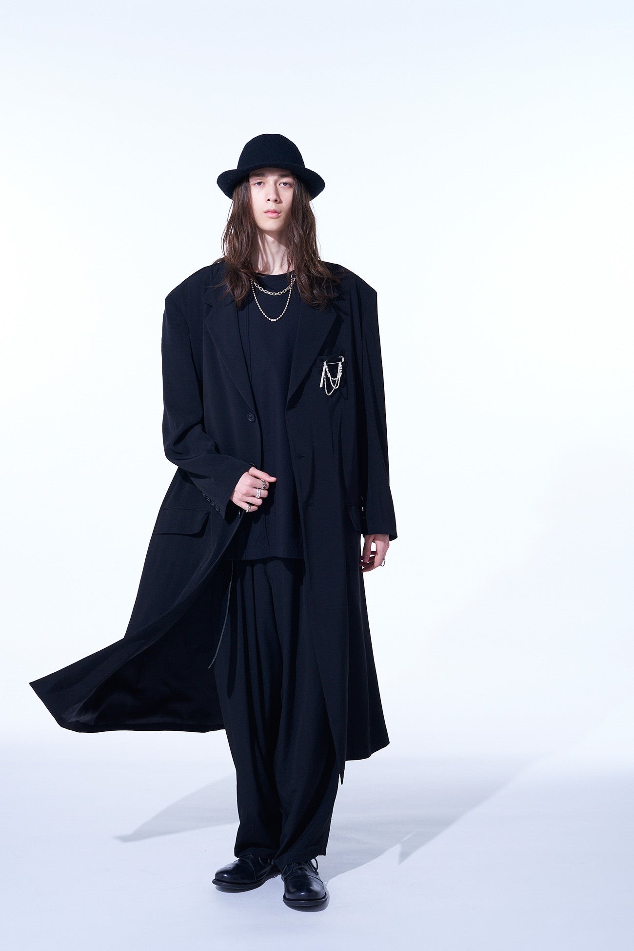 Elegant Crepe de Chine Oversized Notched Lapel Long Jacket for Women - Perfect for Office Wear, Evening Events & Special Occasions