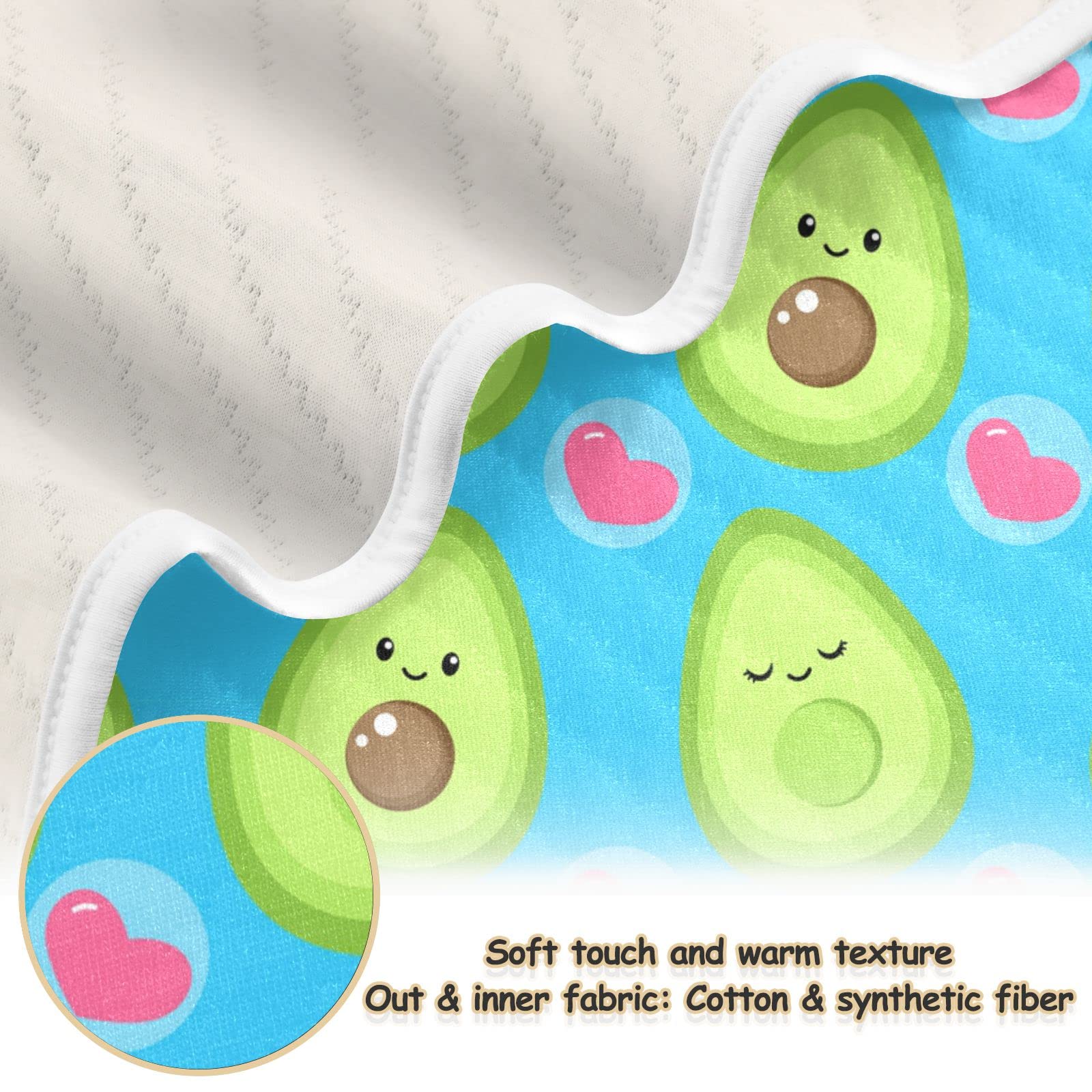 JIPONI Super Soft & Warm Baby Blanket - Cute Cartoon Avocado & Heart Design - Personalized 30x40 Inch Blanket for Boys & Girls | Perfect for Nursery, Stroller, Swaddling & Gift Giving