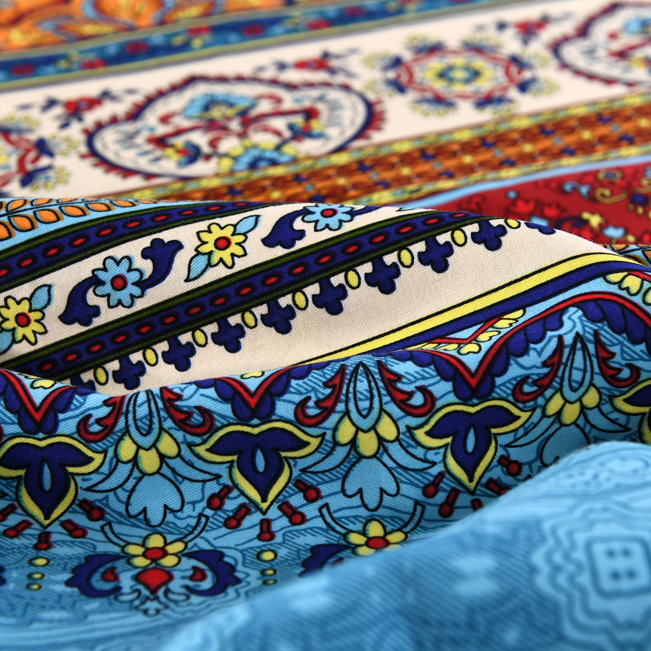 Bohemian Exotic Striped Queen Size Flat Sheet - Soft Brushed Cotton Boho Bedding for Cozy Bedroom Decor | Perfect for Guest Rooms, Dorms & Bohemian Style Homes