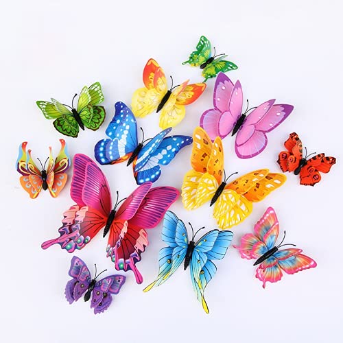 3D Butterfly Wall Stickers - Double Layer 3D Stereo Decals for Walls, Fridge & Brick Surfaces - Color Mixing - Perfect for Home, Office & Kids Room Decor