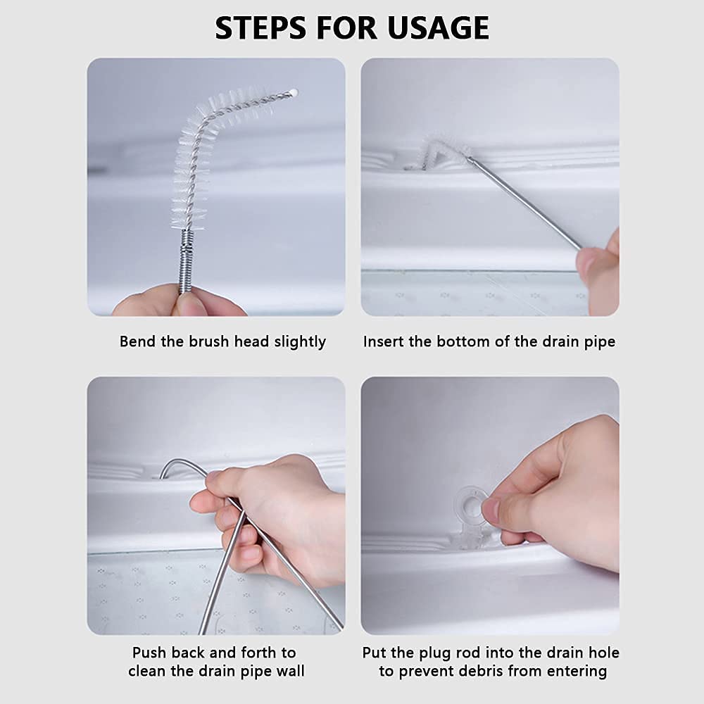 Refrigerator Drain Hole Cleaner Kit - 5-Piece Reusable Ice Shovel, Drain Pipe Cleaner & Deicing Tool Set for Home Fridge Maintenance - Perfect for Defrosting, Unclogging & Deep Cleaning Refrigerators
