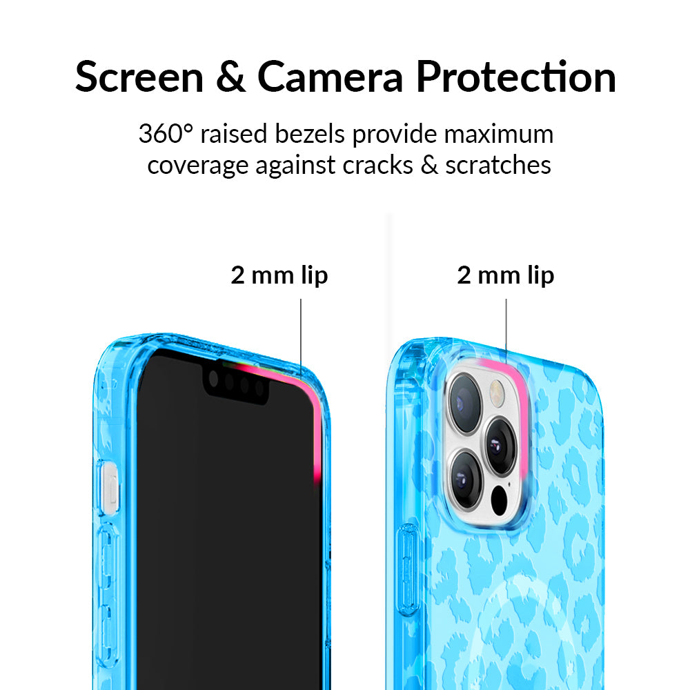 Aqua Blue Leopard Print iPhone Case - Stylish Protective Cover for iPhone 13/14/15 Pro Max | Durable Slim Fit Design for Everyday Use, Work & Travel