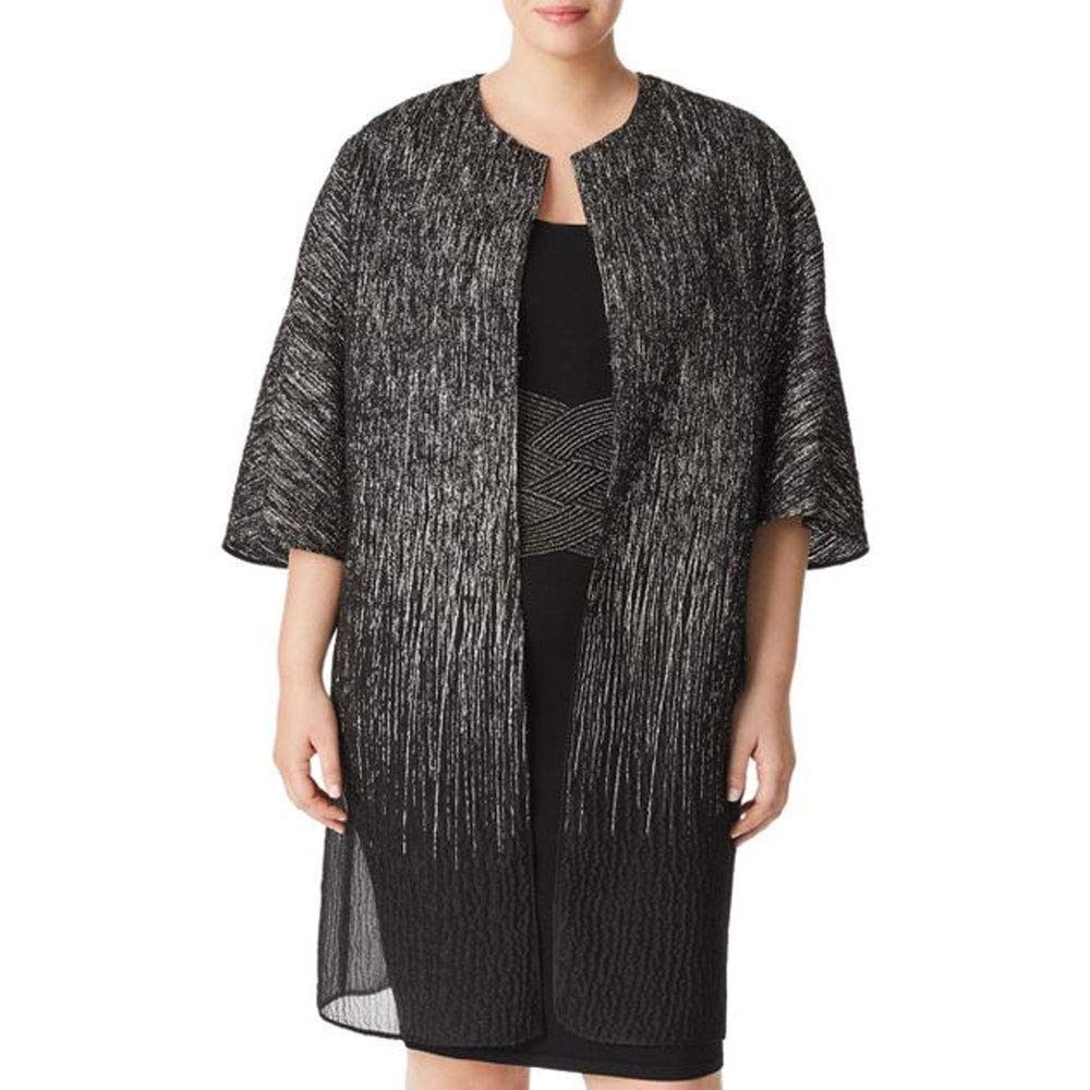 MARINA RINALDI Women's Metallic Festival Jacket - Shiny Black Outerwear for Concerts, Parties & Night Out