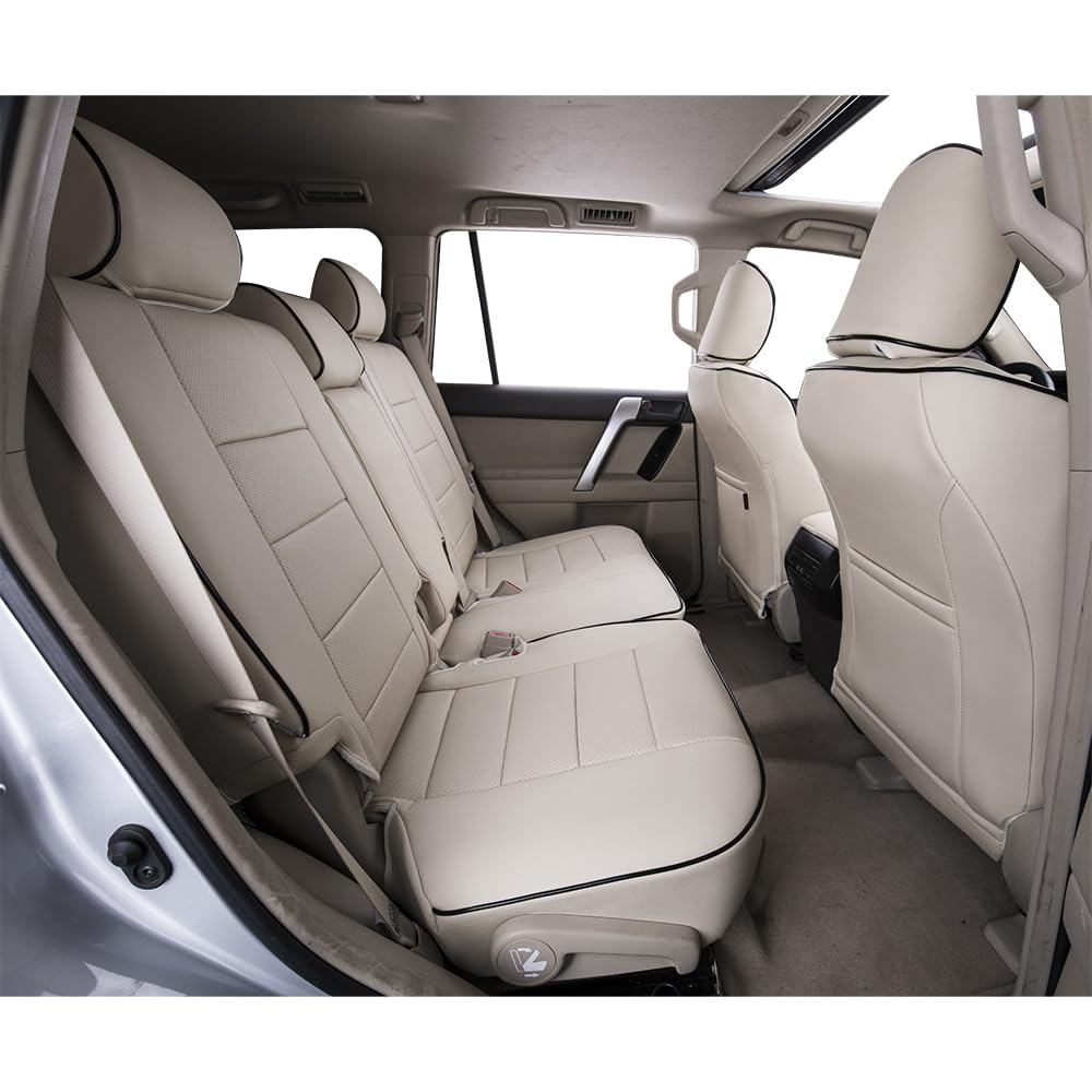 Premium Leather Car Seat Covers for Toyota 4Runner 2010-2024 (7-Seater) - Custom Fit, Beige Color, Full Set Protection - Perfect for Family Road Trips & Off-Road Adventures