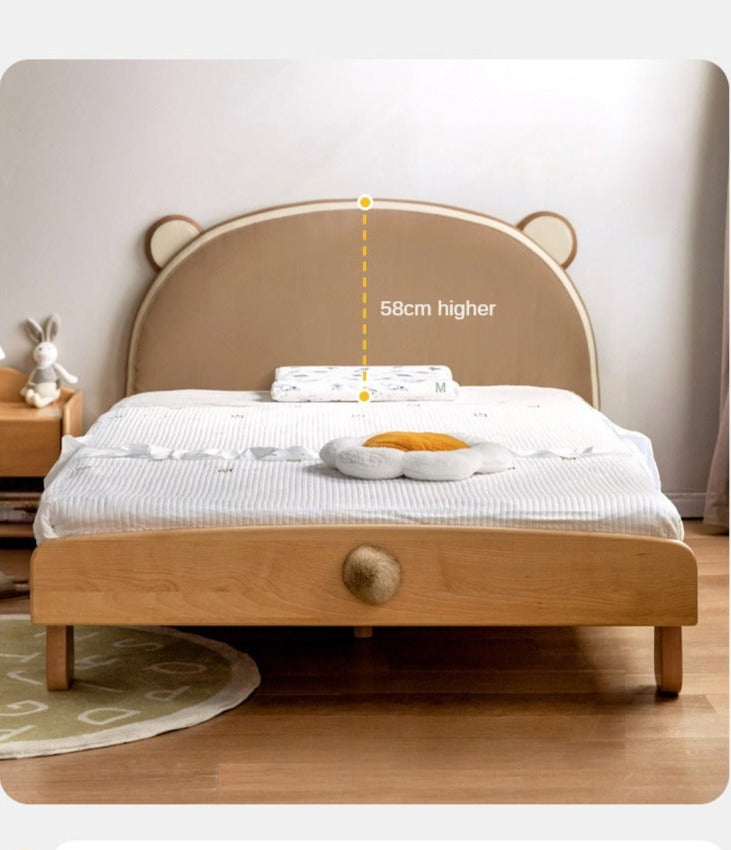 Solid Wood Bear Box Bed - Handcrafted from Premium Beech & Oak - Durable & Stylish Storage Solution for Kids' Rooms, Nurseries, and Cabin Decor