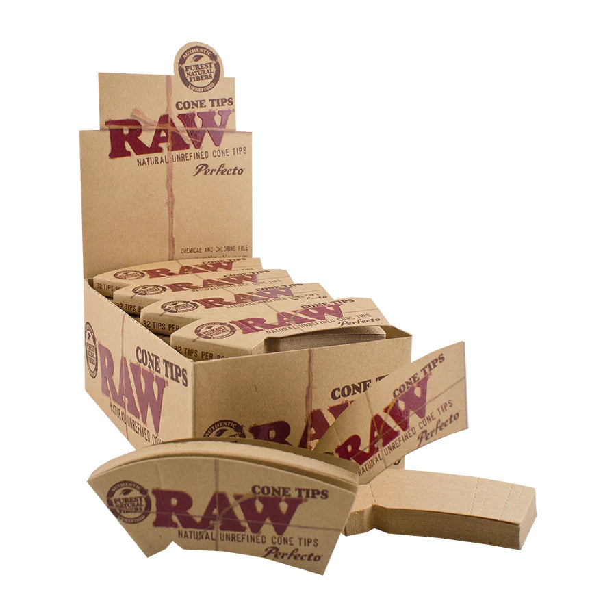 RAW Perfecto Cone Tips - 32 Pack | Pre-Rolled Rolling Paper Tips for Smooth Smoking | Ideal for Joints, Blunts & Hand-Rolled Cigarettes
