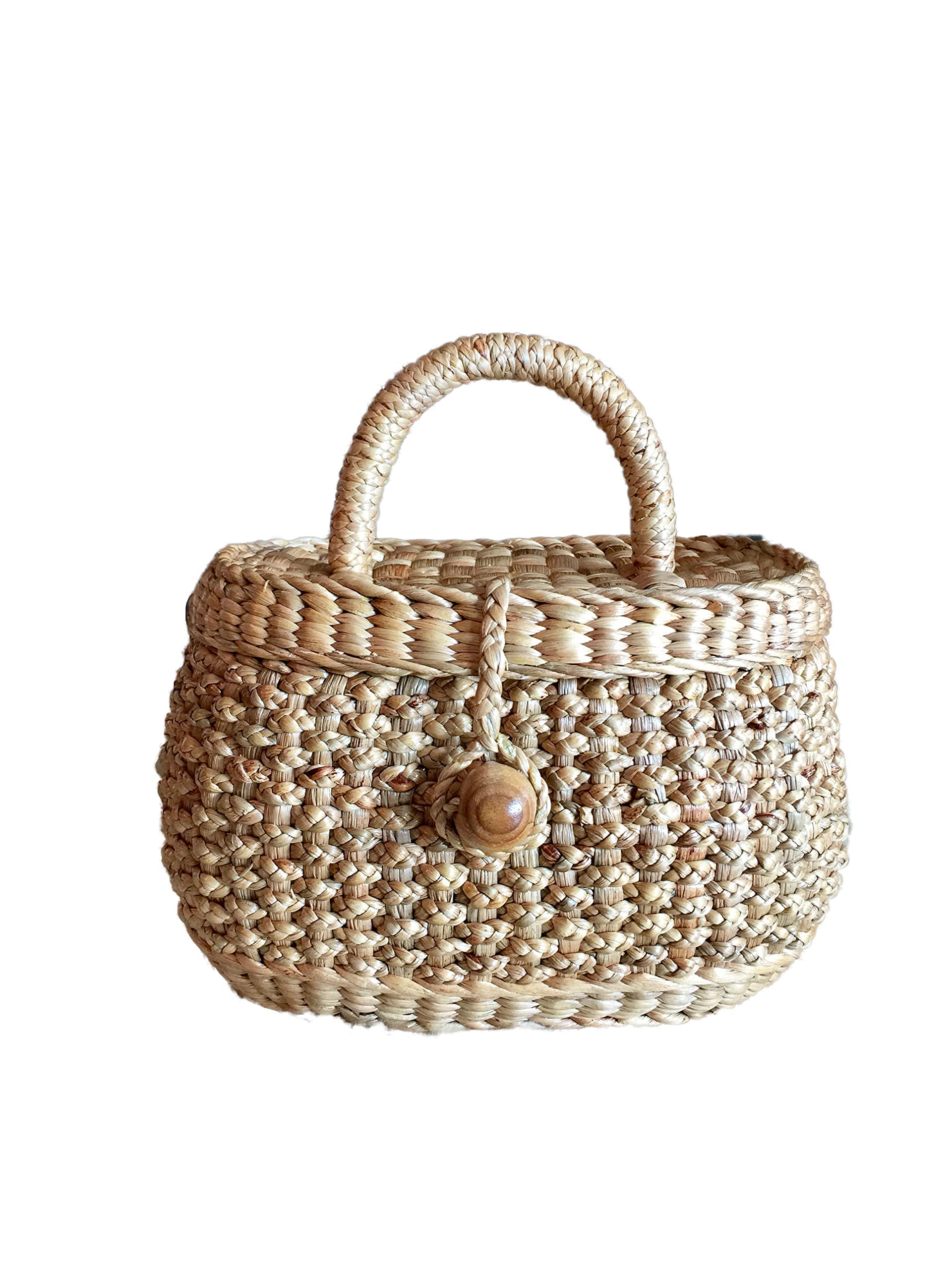 Handwoven Straw Purse for Women - Natural Eco-Friendly Mini Tote & Bucket Bag - Beach Bag, Summer Fashion Accessory, Picnic & Shopping Companion