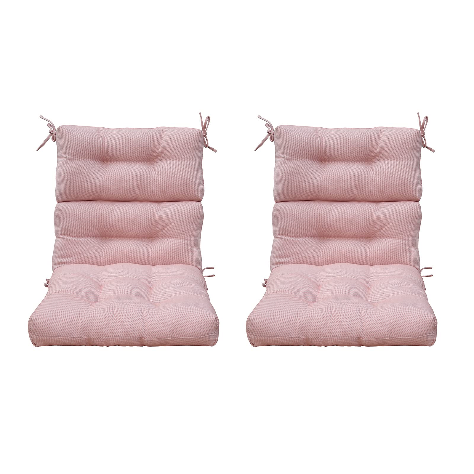BOSSIMA Outdoor Patio High Back Lawn Chair Cushions - Tufted Square Corner Cushion Set of 2 (Mixed Coral/White) - Perfect for Garden, Poolside & Backyard Relaxation