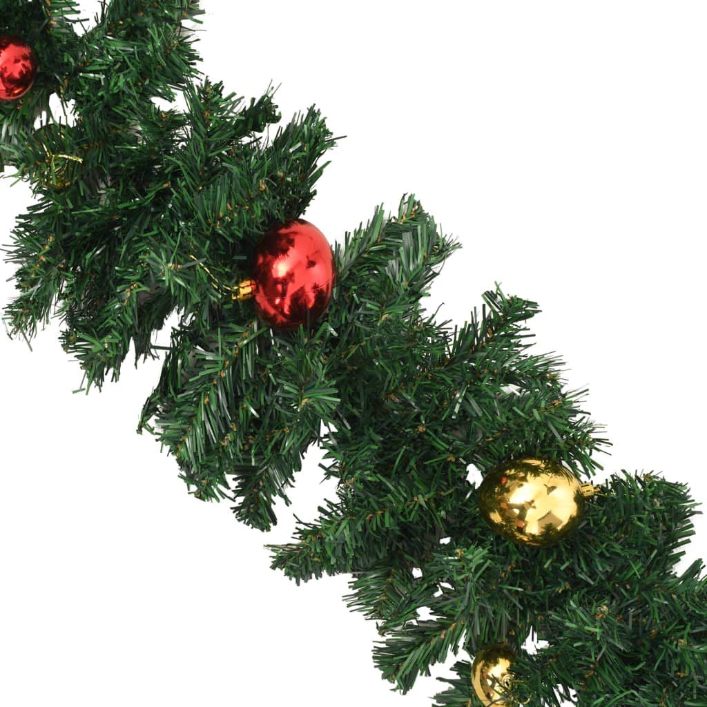 Christmas Garland Streamers Wreath - 4 Pack Green PVC Holiday Decor with Baubles (106.2 Inch) for Xmas Party, Valentine's Wedding, Garden & Wall Decorations | Perfect for Indoor/Outdoor Holiday Festivities