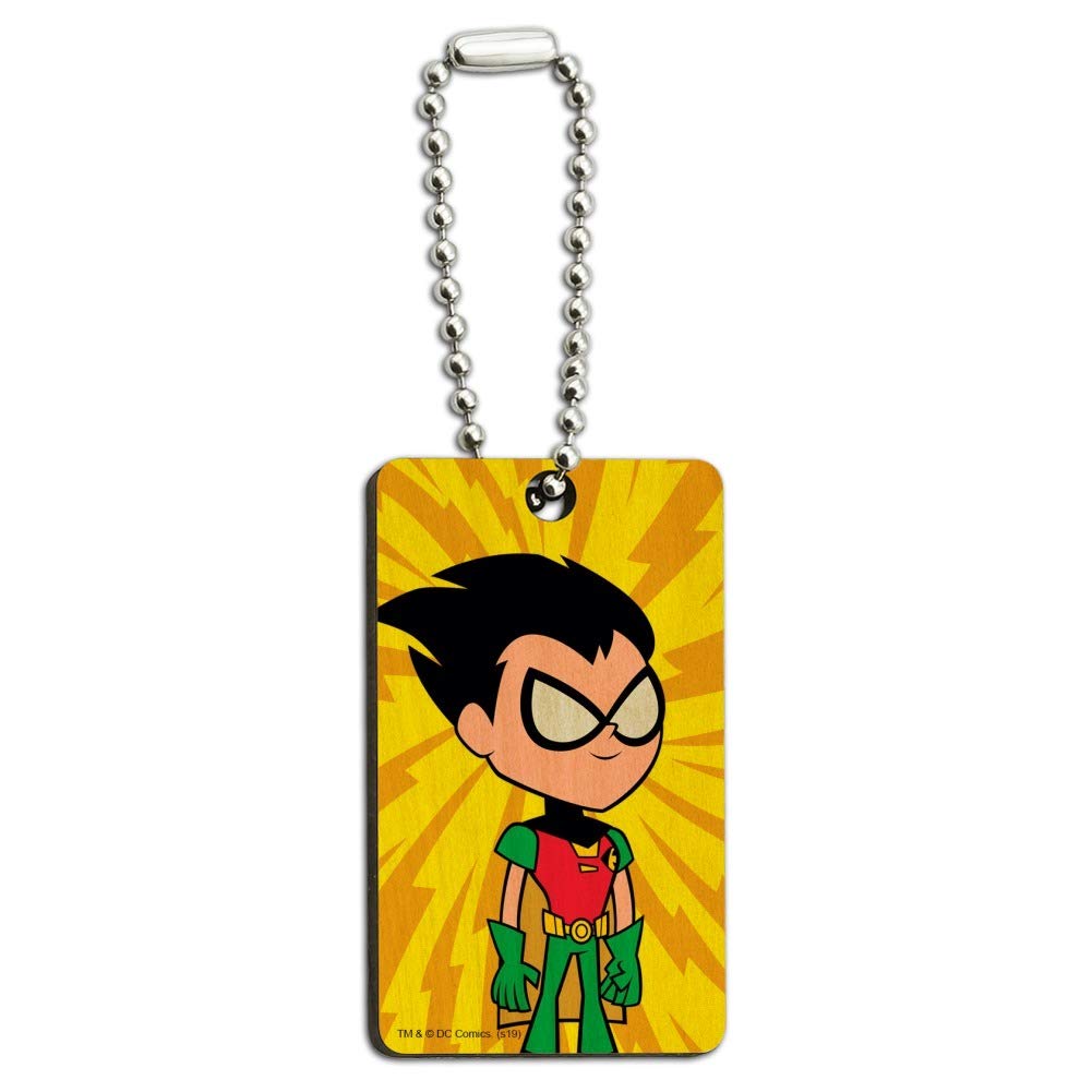 Teen Titans Go! Robin Wooden Rectangle Keychain - Durable Wood Key Ring for Fans - Perfect for Backpacks, Gifts & Collectibles