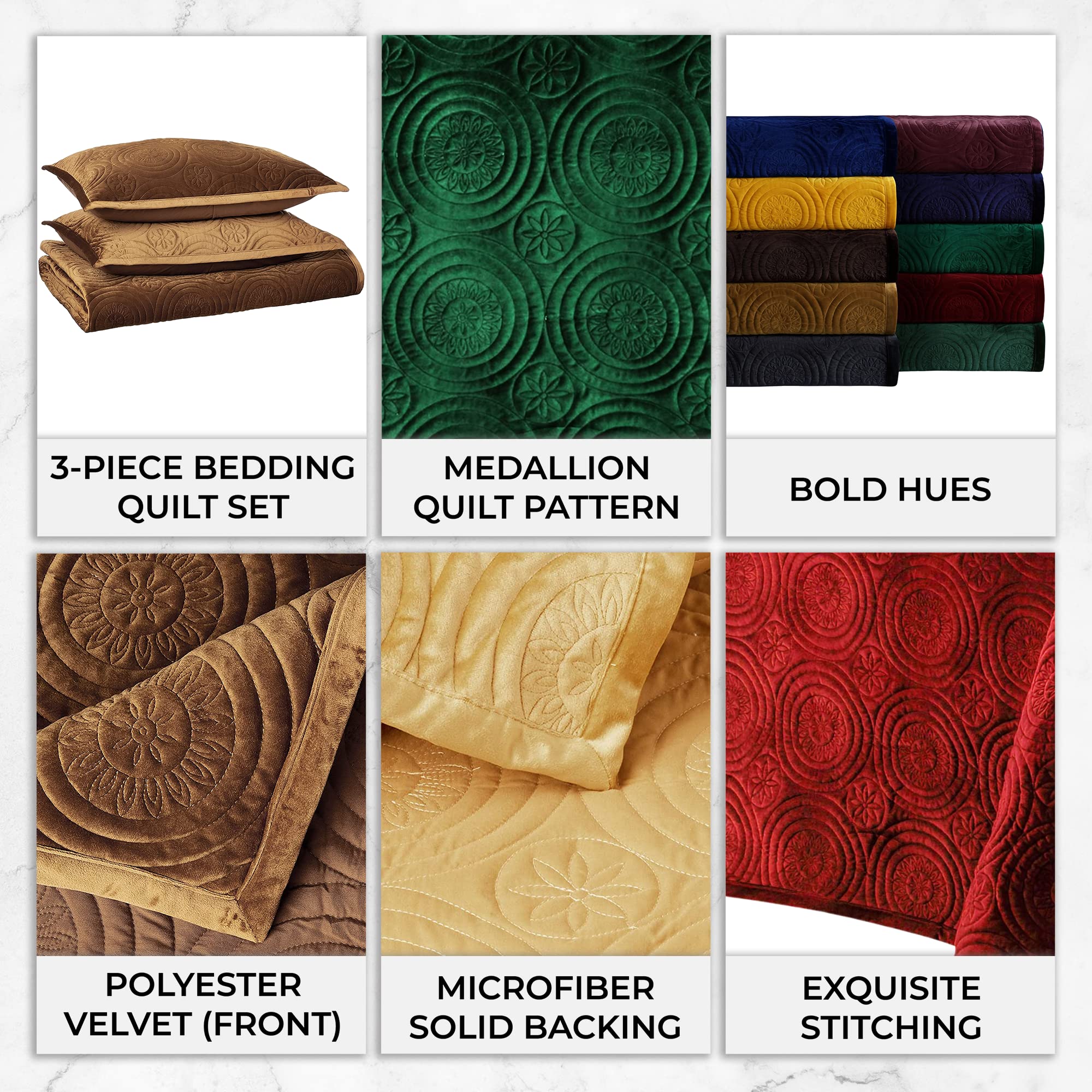 Tribeca Living Oversized Velvet Quilt - 3-Piece Queen Bed Set with 260GSM Soft Quilted Velvet, Includes 1 Quilt & 2 Shams in Plum | Luxurious Bedding for Master Bedroom, Guest Room & Cozy Winter Nights