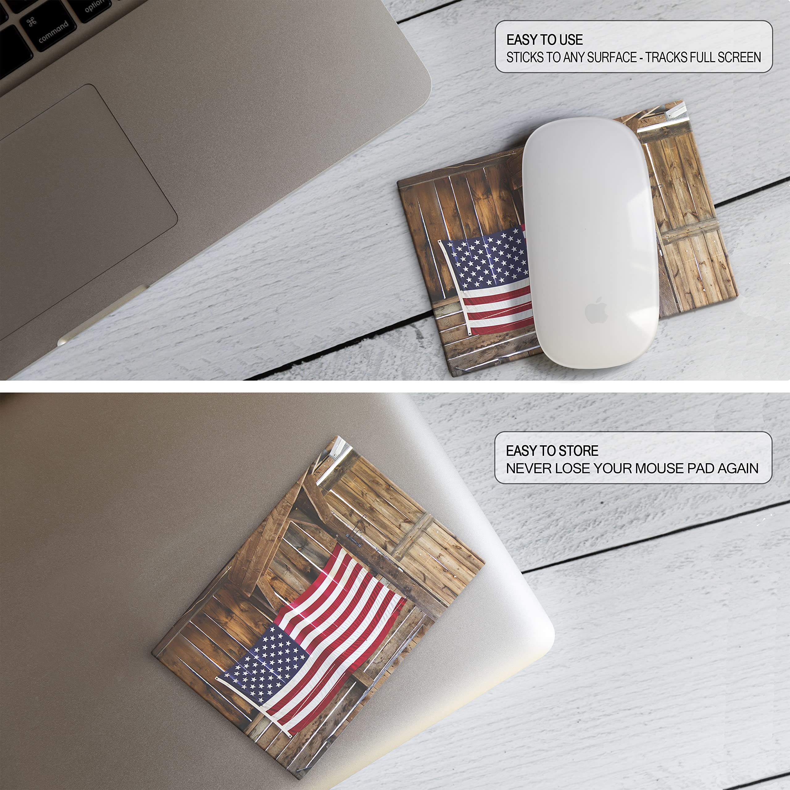 Non-Slip Adhesive Mouse Pad - Sticky & Reusable for Any Surface - Portable Travel Mouse Pad with Excellent Tracking - Perfect for Laptops, Desks & Office Use - USA Made