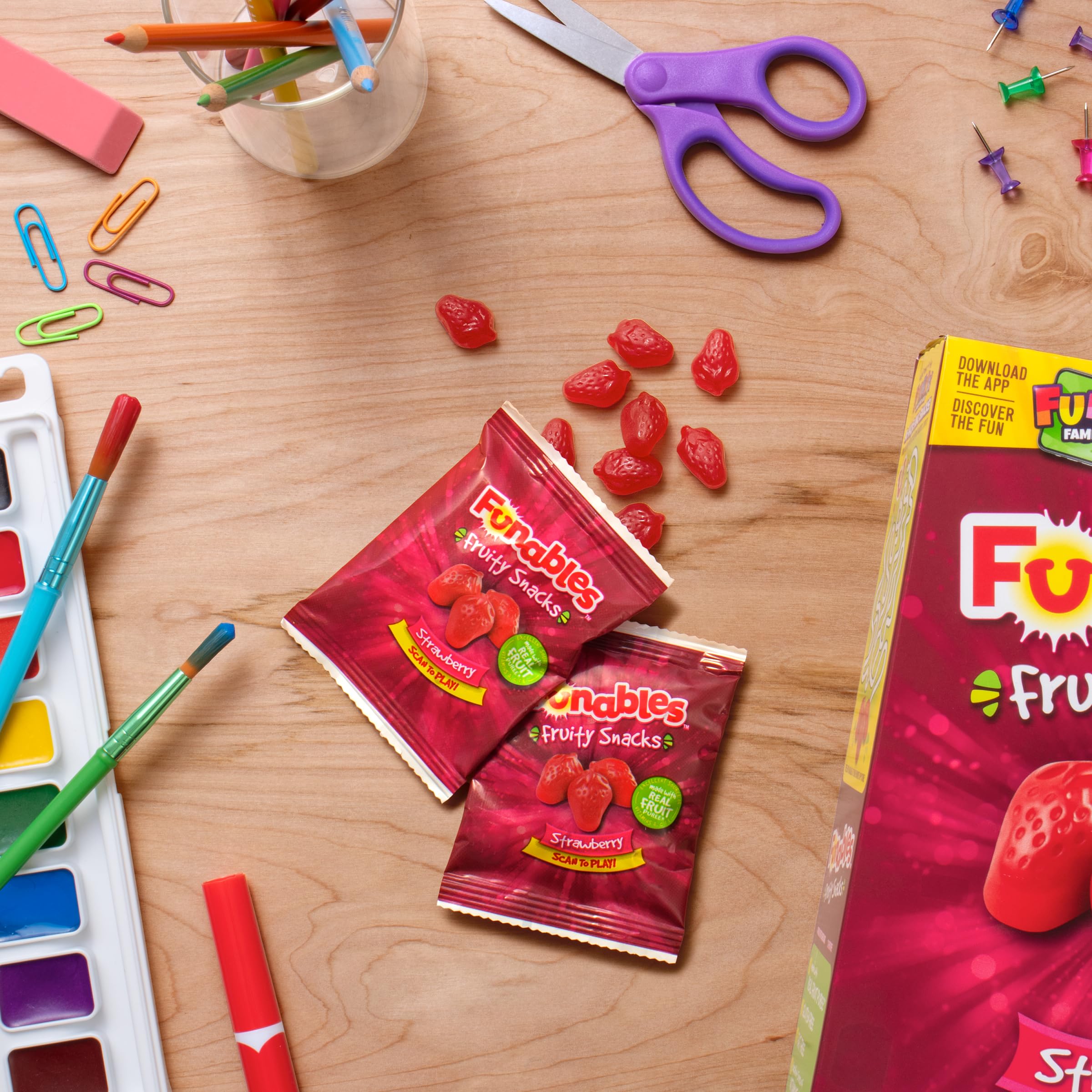 Funables Strawberry Fruit Snacks - 0.8oz Pouches (22 Count) | Gluten Free, Vegan & Kid-Friendly | Perfect for Lunchboxes, After-School Snacks & On-the-Go Treats