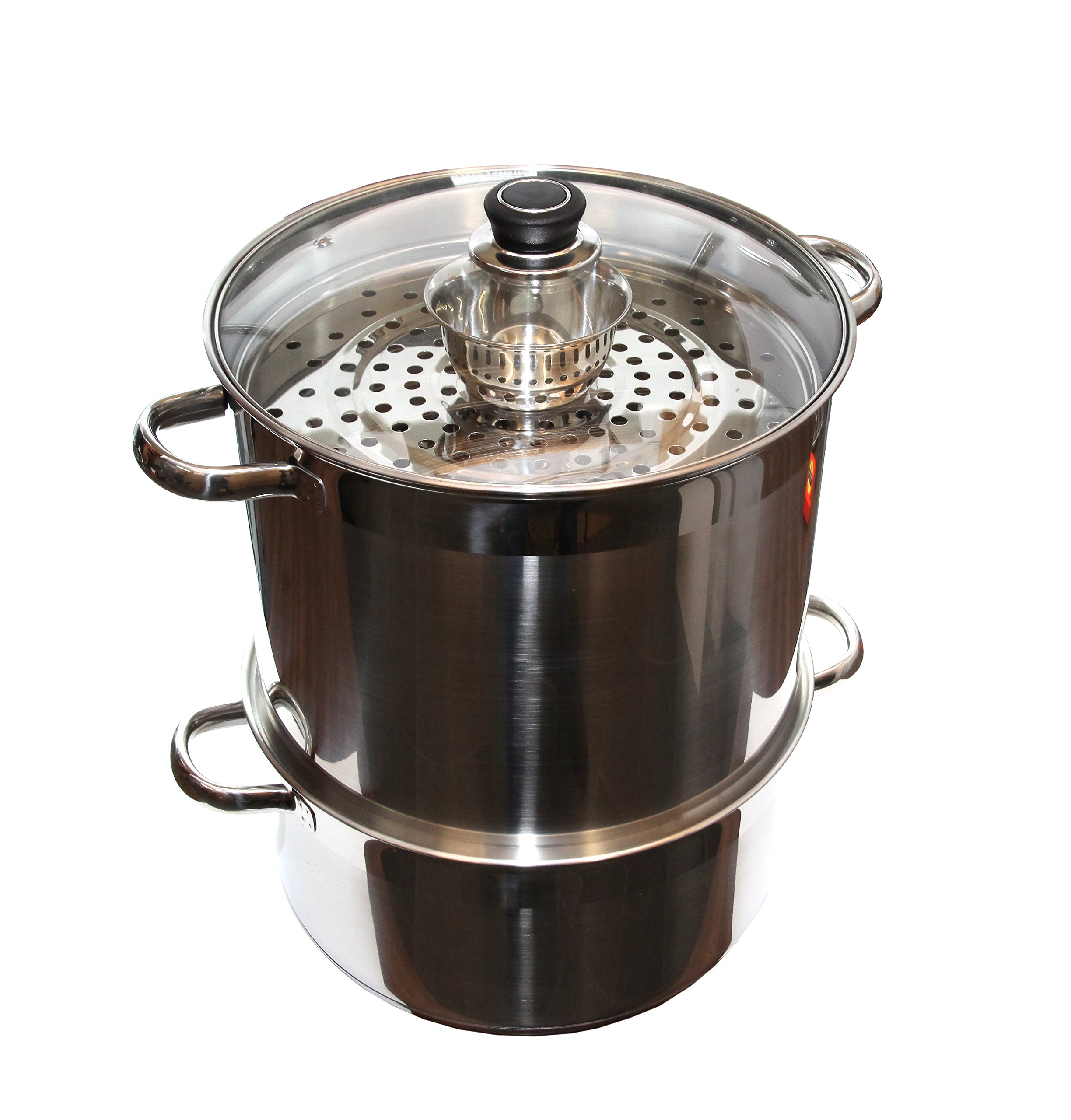 Premium 5-Tier 20 Qt 18/10 Stainless Steel Steamer Pot - Perfect for Cooking Manti, Dumplings & Vegetables | Multi-Level Food Warmer & Steamer for Home Kitchens & Restaurants
