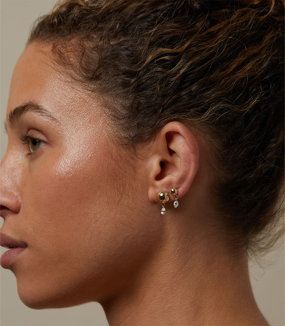 Mini Diamond Bubble Stud Earrings for Women - Sparkling Cubic Zirconia Dangle Earrings for Party, Wedding & Everyday Wear