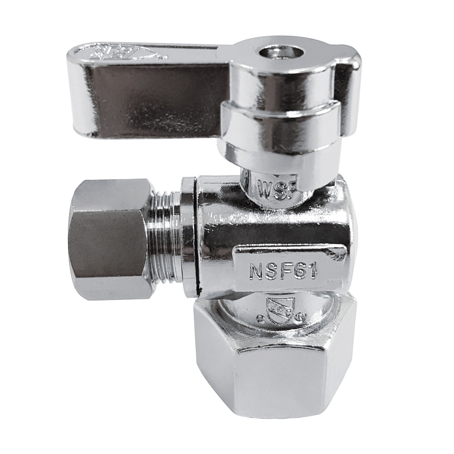 Baseline KF4310 1/2 Inch FIP x 3/8 Inch O.D. Quarter Turn Angle Shut Off Valve in Polished Chrome - Perfect for Plumbing, Water Supply Lines & Appliance Connections