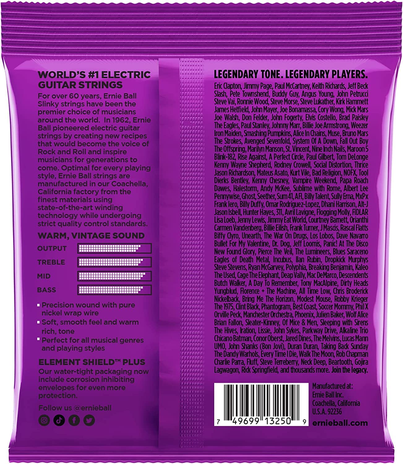 Ernie Ball Regular Slinky 10-46 Gauge Pure Nickel Electric Guitar Strings 3-Pack (P03251) - Perfect for Rock, Blues & Studio Recording
