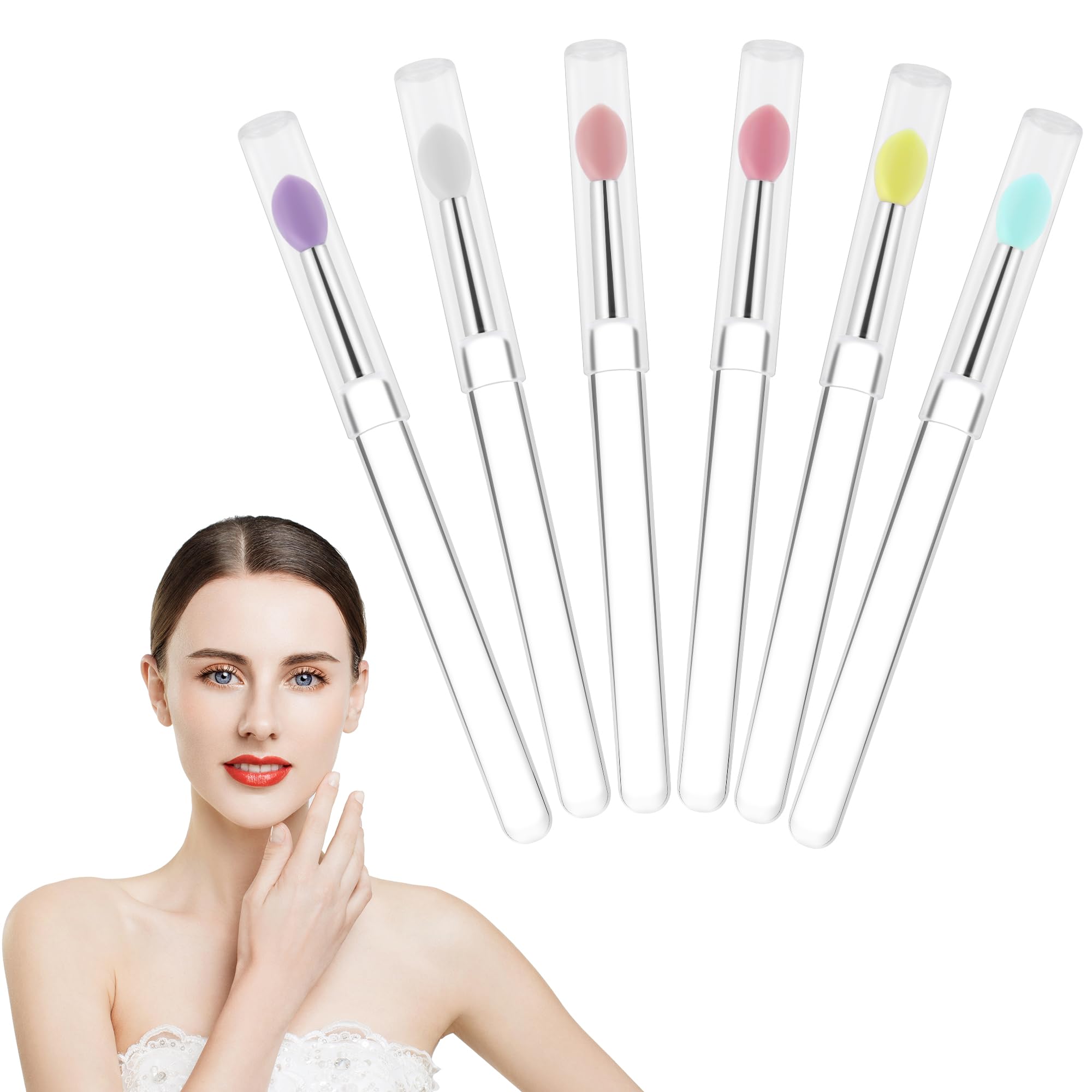 6 PCS Silicone Lip Brush Set - Reusable Lip Mask & Gloss Applicator, Lipstick Brush Makeup Tool Kit for Lip Balm, Lip Gloss, Lipstick | Perfect for Home Makeup, Travel & Professional Beauty Use