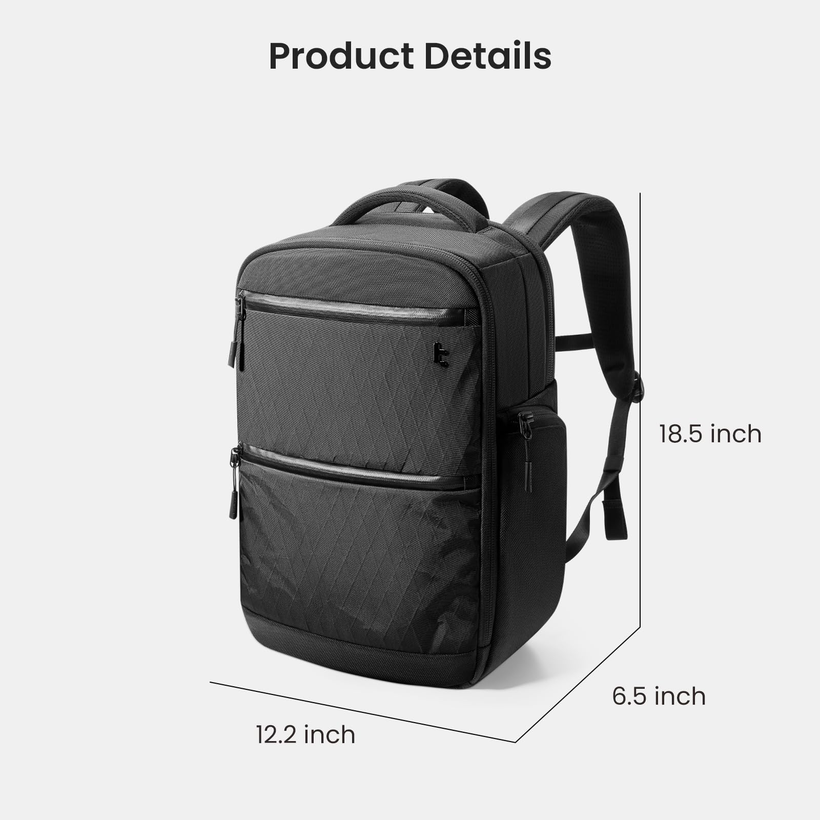 tomtoc X-Pac Techpack Business Laptop Backpack - Waterproof 16-inch MacBook Pro Case, Slim Professional Commuter Backpack for Men & Women (Black) - Perfect for Office, Travel & Urban Commuting