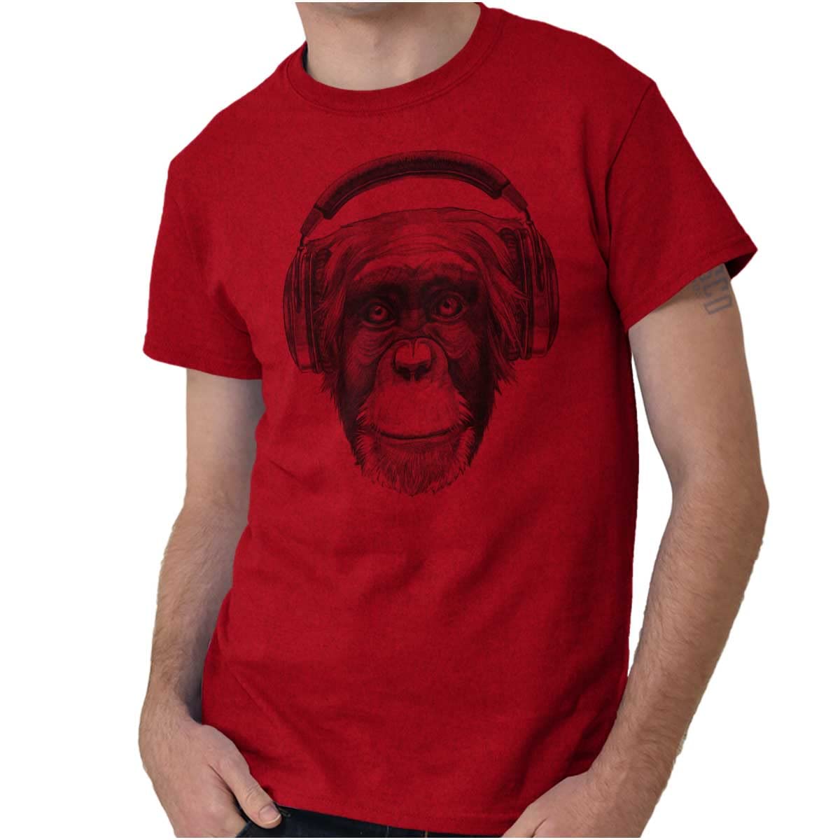 Smile Monkey Headphones Hipster Graphic T-Shirt for Men & Women - Trendy Funny Casual Tee for Music Lovers, Streetwear & Gifts