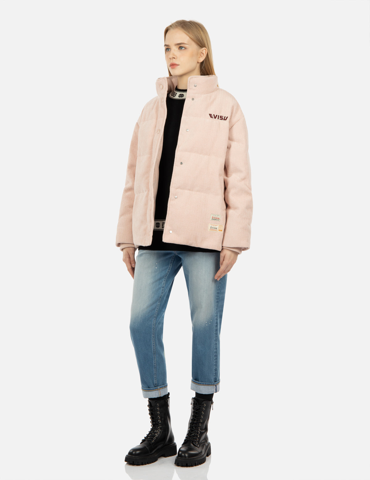 Seagull Appliqué Corduroy Down Jacket - Warm Winter Coat for Women, Fashionable Quilted Puffer Jacket with Hood - Perfect for Outdoor Activities, Travel & Casual Wear