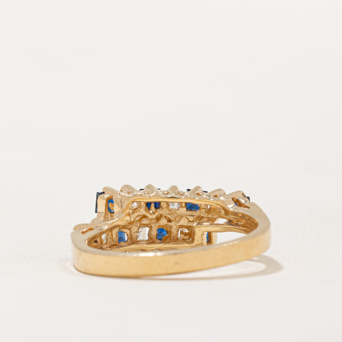 Exquisite 0.48ctw Sapphire & 0.30ctw Diamond Double Row Ring - Size 6.25 | Elegant Wedding Band, Anniversary Gift for Her, Luxury Jewelry for Special Occasions
