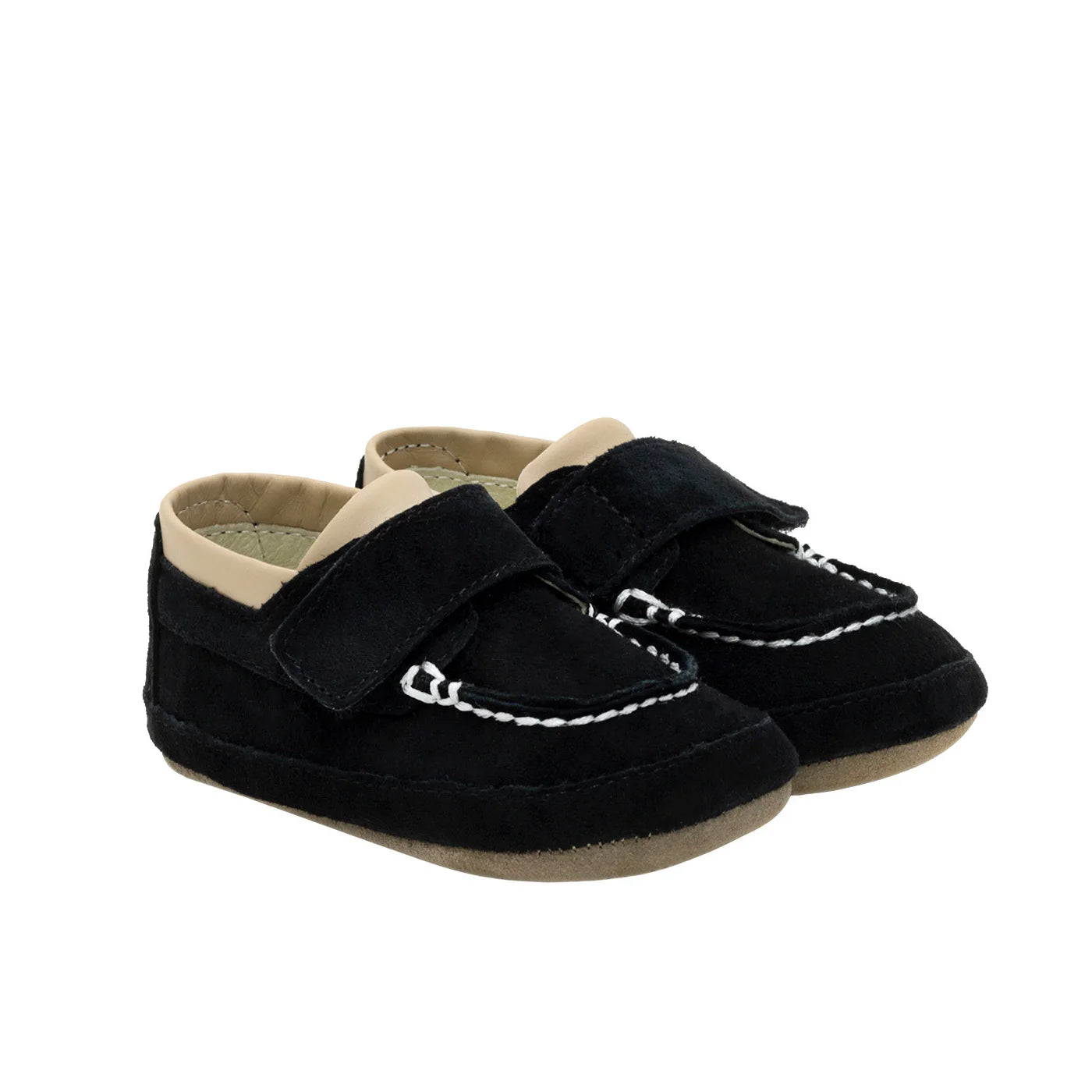 Robeez Black Nubuck Boden First Kicks Baby Shoes - Soft Sole Leather Booties for Newborns & Infants - Perfect for Crawling, First Steps & Special Occasions
