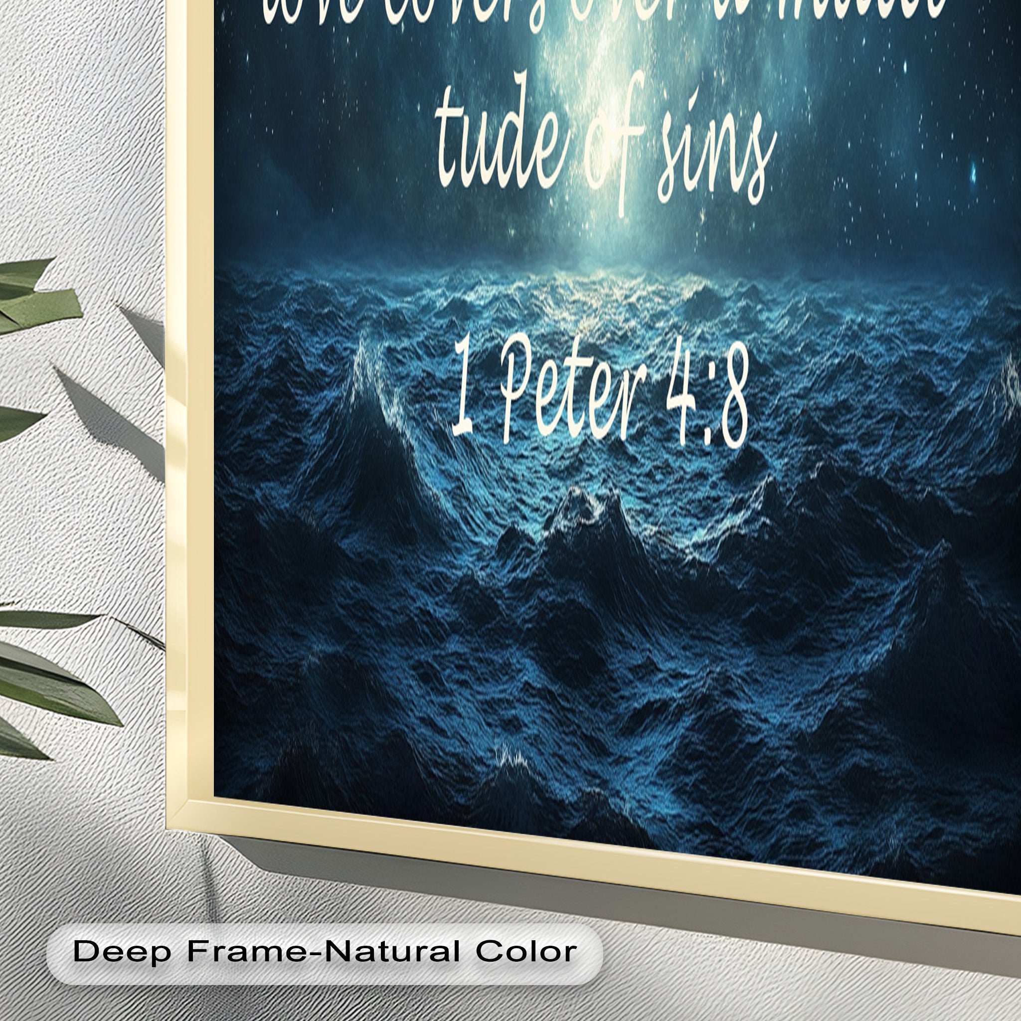 1 Peter 4:8 Love and Forgiveness Bible Verse Oil Painting - Christian Home Decor, Religious Wall Art, Gift for Baptism & Weddings