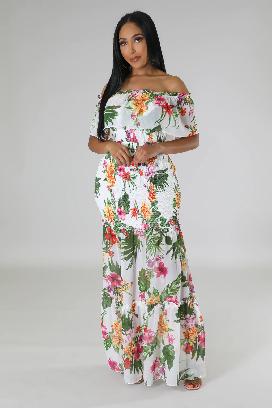 Floral Fantasy Weekend Dress - Women's Floral Print Summer Dress for Casual Outings, Beach Vacations & Brunch Dates
