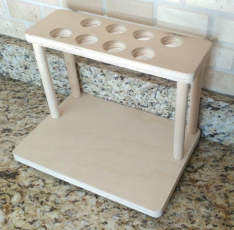 Natural Wood Counter Caddies™ - 12 Straight Shelf Organizer with K-Cup Holes | Perfect for Kitchen Countertops, Coffee Stations & Office Break Rooms