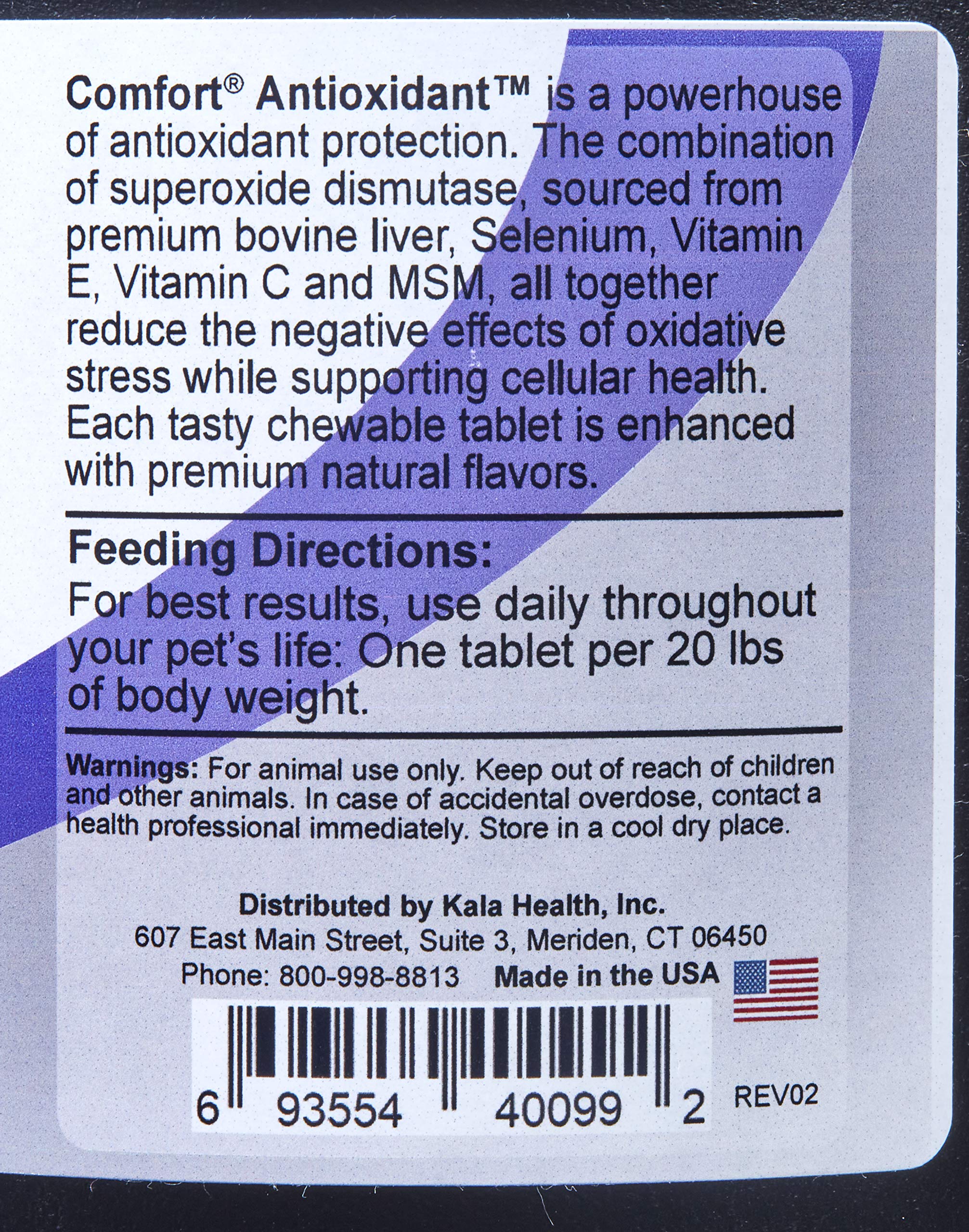 Kala Health COMFORT Antioxidant Supplement for Dogs - 1,000 Count, Immune Support & Skin Allergy Relief with MSM, Superoxide Dismutase, Selenium, Vitamins C & E - Made in USA | Supports Joint Health & Vitality for Active Dogs