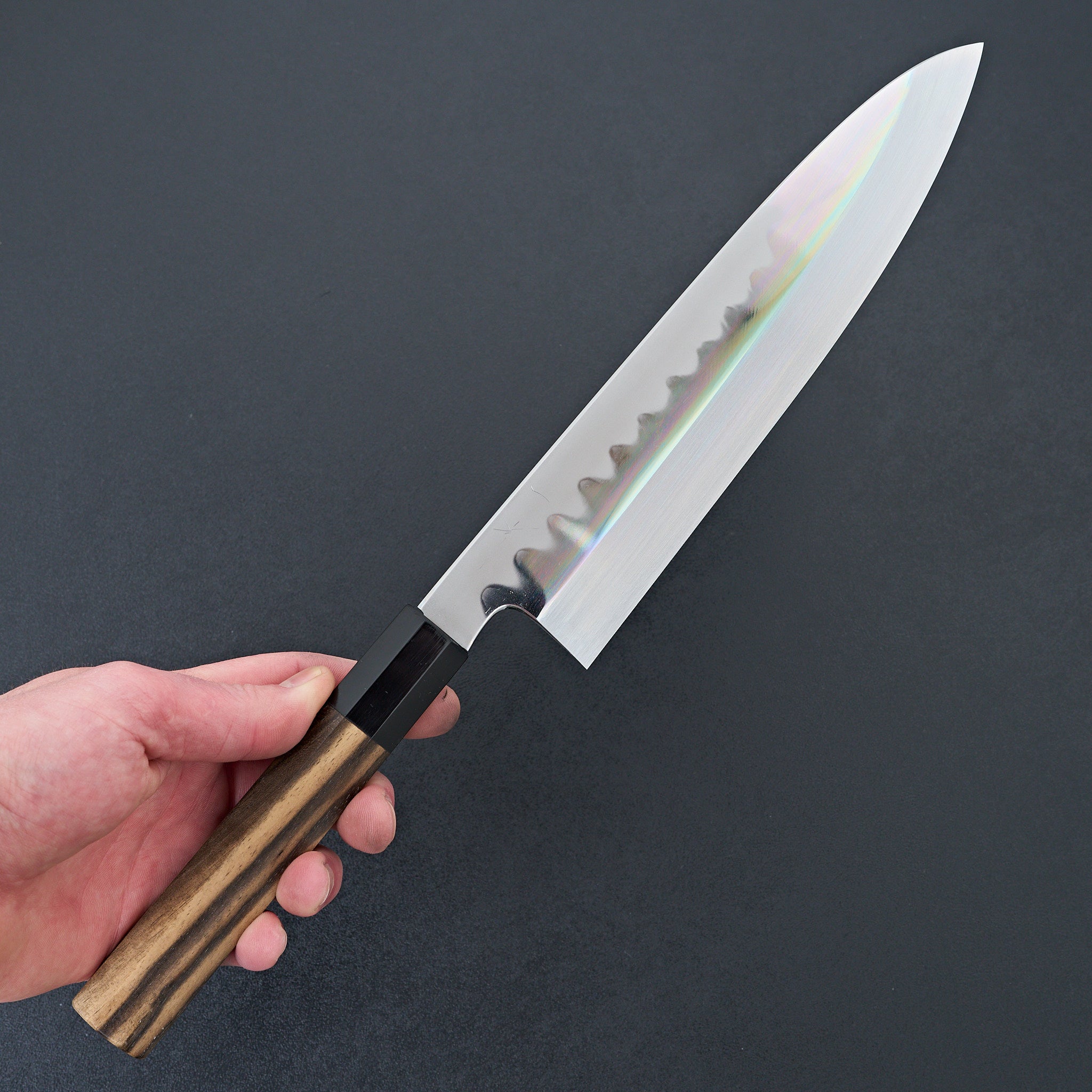 Hitohira Togashi Kyuzo White #1 Hakumon Mizu Honyaki Gyuto 240mm Japanese Chef Knife with Kurokaki Persimmon Handle (#095/Saya Included) - Premium Kitchen Knife for Professional Chefs & Home Cooking Enthusiasts