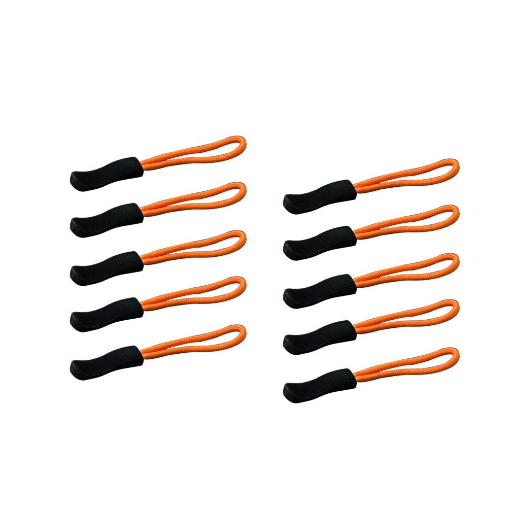 10PCS Orange Zipper Pulls and Tags - Durable Zipper Extension Repair Kit for Backpacks, Jackets, Luggage, Purses, Handbags | Easy Fix for Broken Zippers on Outdoor Gear & Travel Accessories