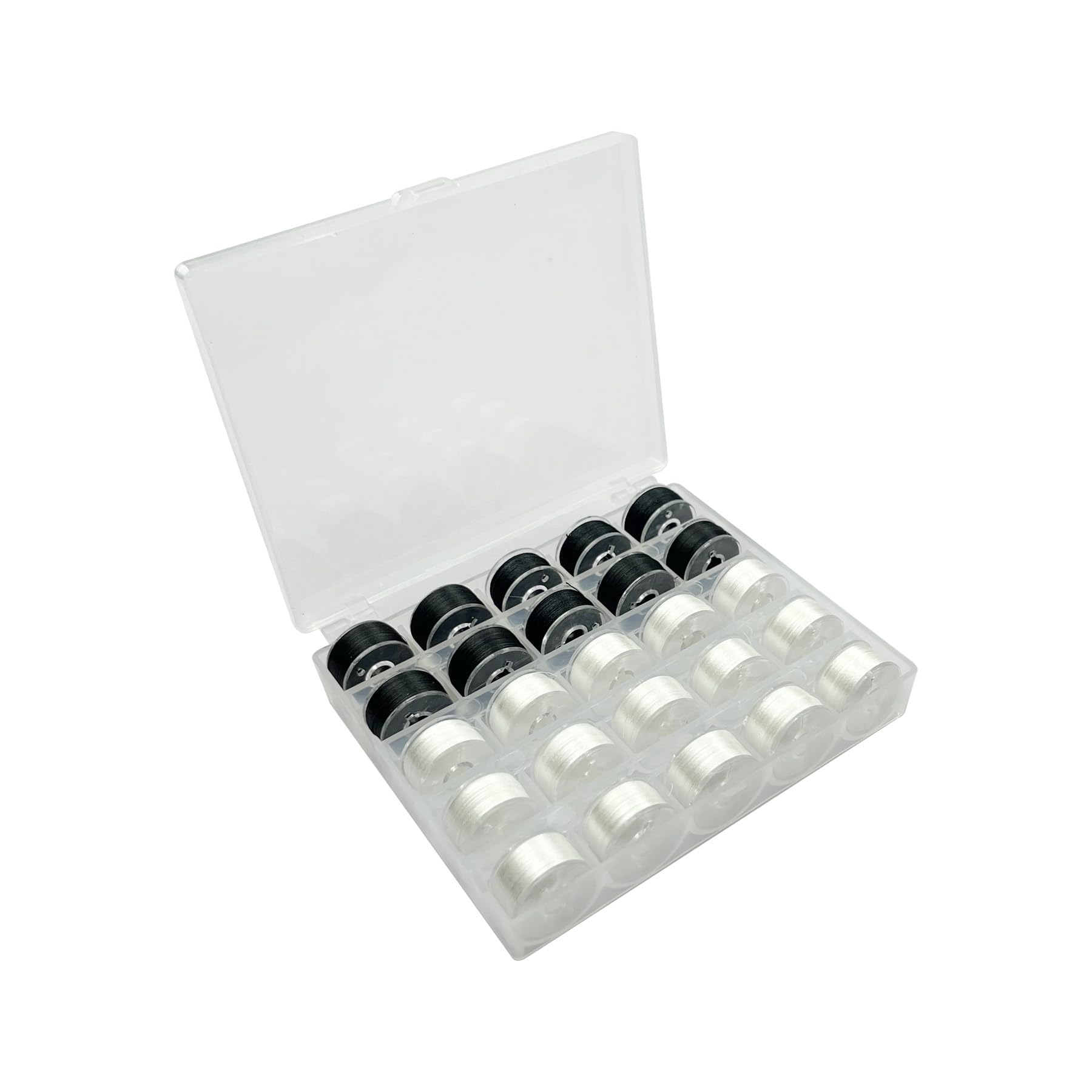 Wennuo 25-Slot Empty Bobbins Box - Plastic Sewing Machine Spool Organizer Case for Thread Storage - Perfect for Sewing Crafts, Quilting & DIY Projects (1 Pack)