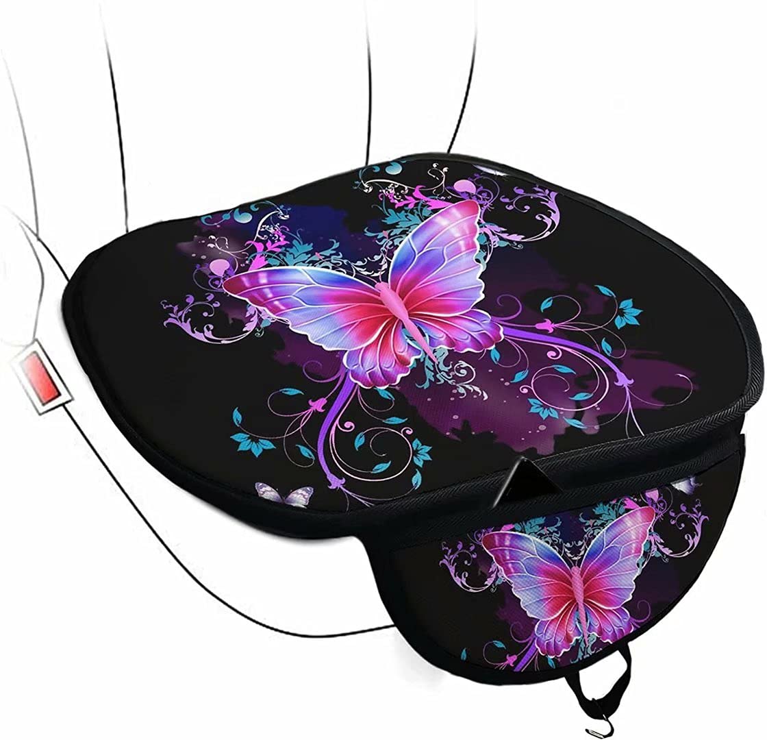 Youngerbaby Pink Butterfly Universal Car Seat Cushion Cover - Soft Auto Interior Seat Protector Pad for Car, Office Chair & Home - Breathable & Washable Seat Mat Accessories for Comfort & Style