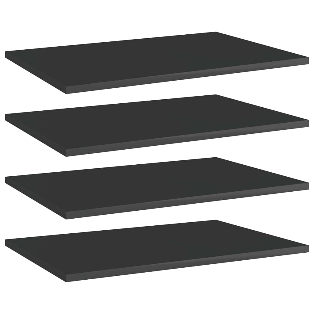 4-Piece High Gloss Black Bookshelf Replacement Panels - Floating Shelf Boards for Book Storage & Display - Durable Bookcase Organizer for Home, Office & Library Use