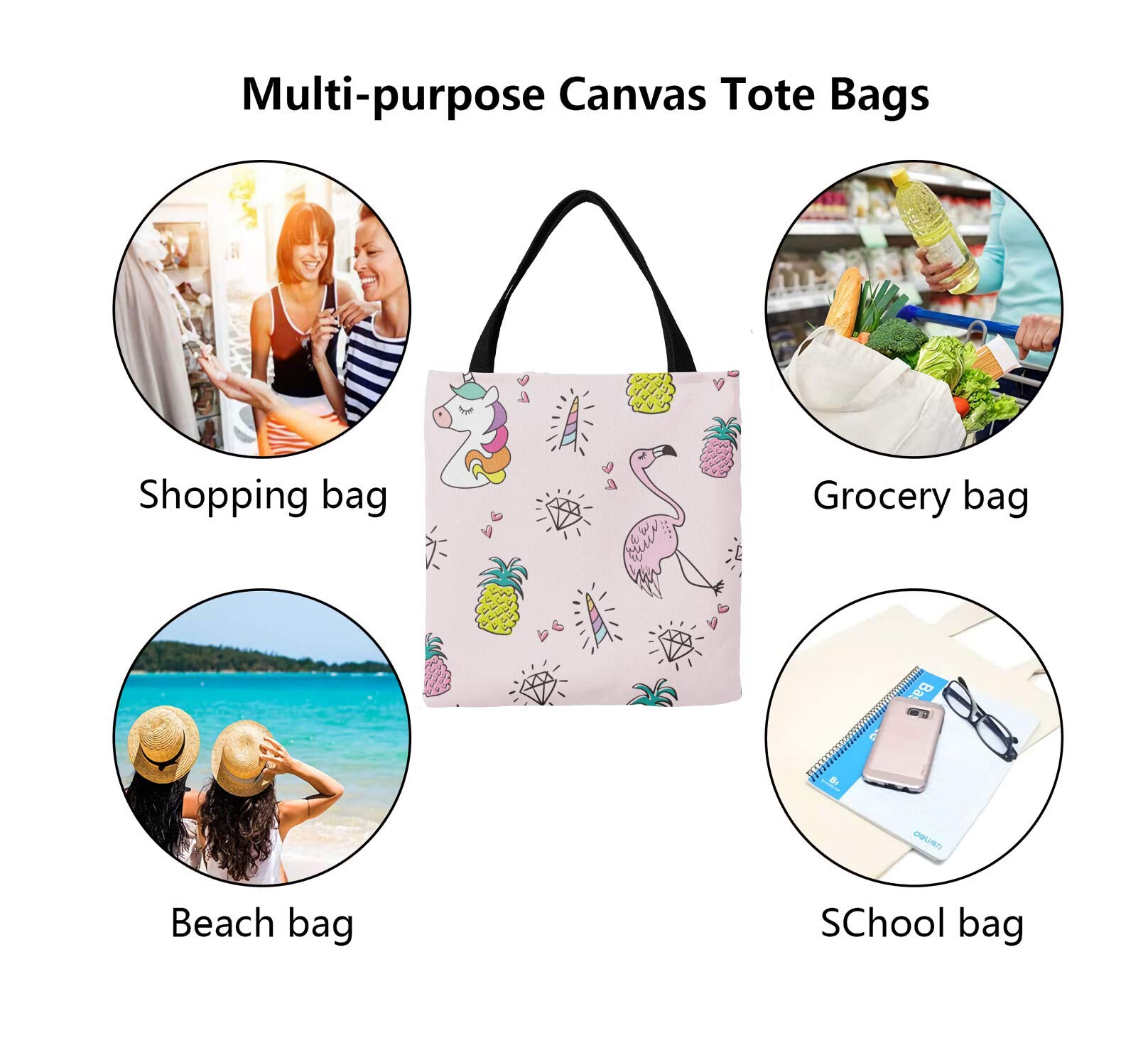 Personalized Woodland Forest Animals Canvas Tote Bags for Kids - Eco-Friendly Reusable Shopping Bags for School, Travel & Daily Use - Perfect Gift for Boys & Girls