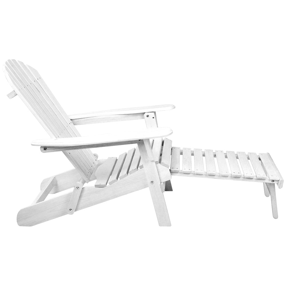 2-Piece Adirondack Outdoor Chairs Set - Foldable Wooden Patio Lounge Chairs for Backyard, Garden, Poolside & Beach Relaxation