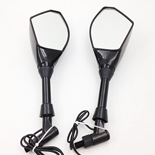 SMT-Integrated LED Turn Signal Side Mirrors - Gloss Black - Compatible with Street Bikes | Enhanced Visibility & Safety for Night Riding & Urban Commuting