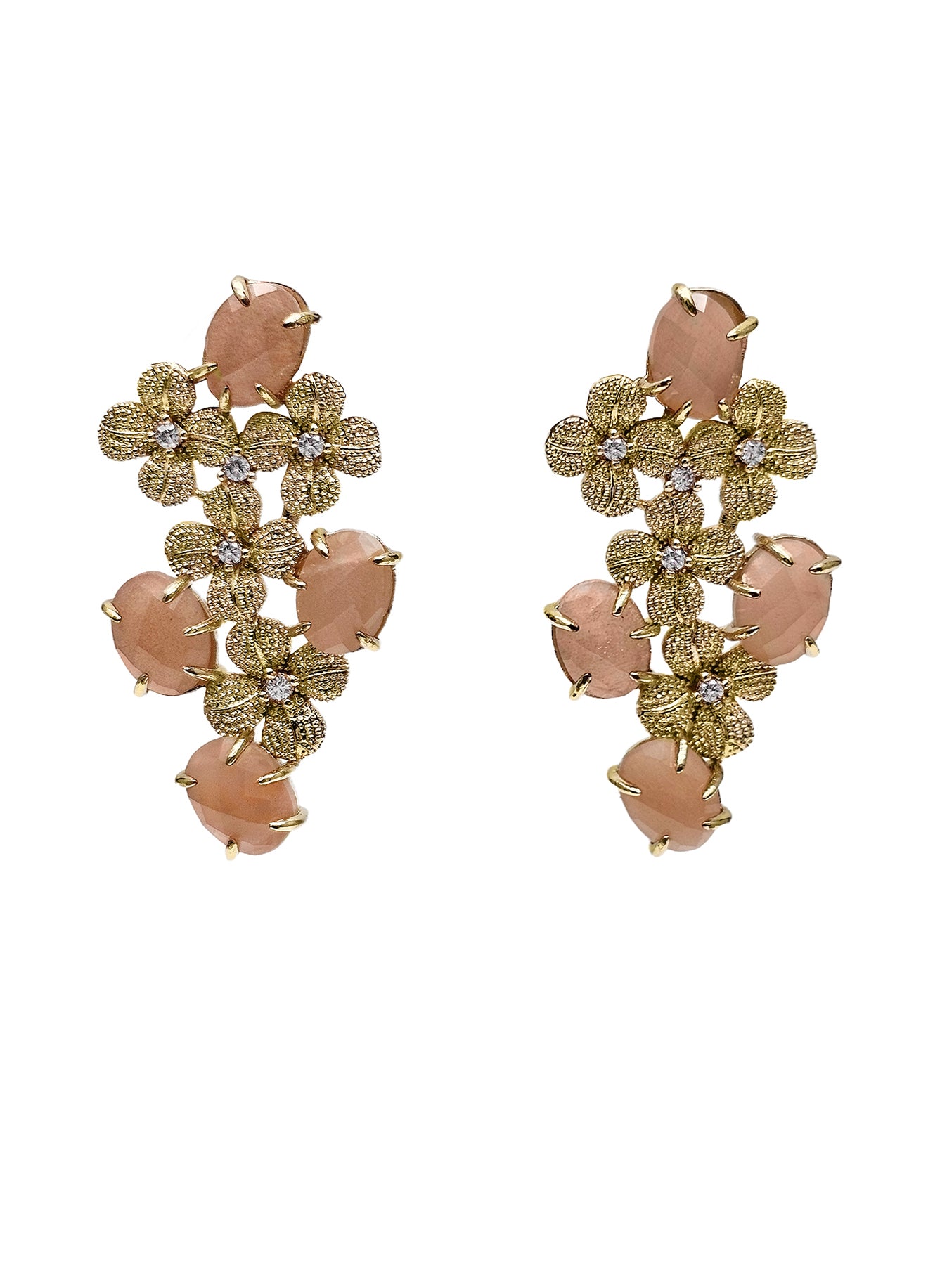 Elegant Orange Agate Flower Statement Earrings NE010 - Perfect for Weddings, Parties & Boho Fashion