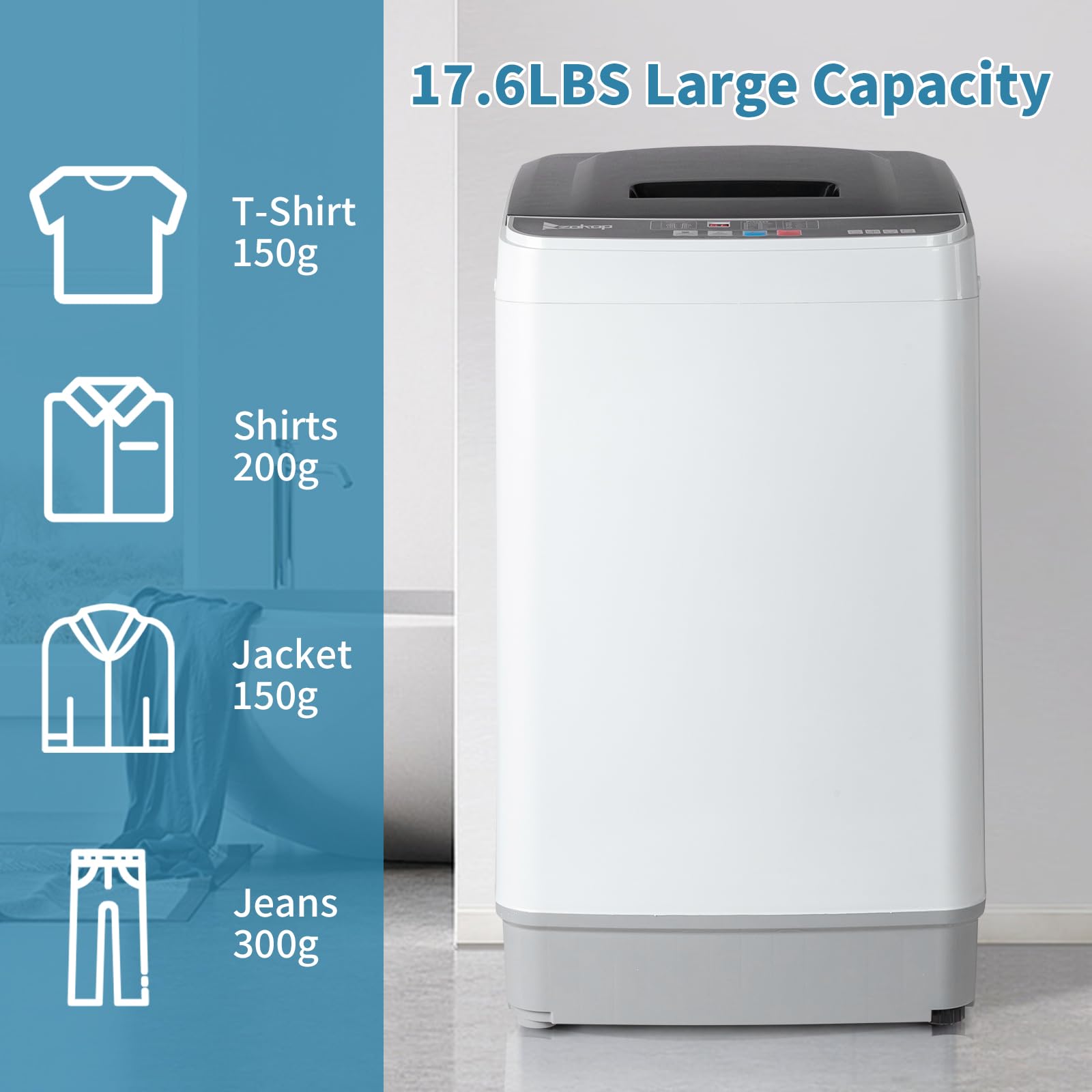 **Winado 17.6Lbs Full Automatic Portable Washing Machine with Drain Pump - 10 Wash Programs & 2-in-1 Washer Dryer Combo for Apartments, RVs, Camping - Perfect for Small Spaces, Travel & Off-Grid Living**