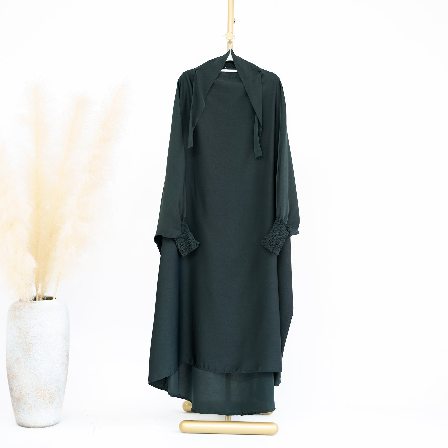Marwa Kids Satin Jilbab - Dark Green Hijab for Girls | Soft & Comfortable Islamic Headscarf | Perfect for School, Prayer & Everyday Wear