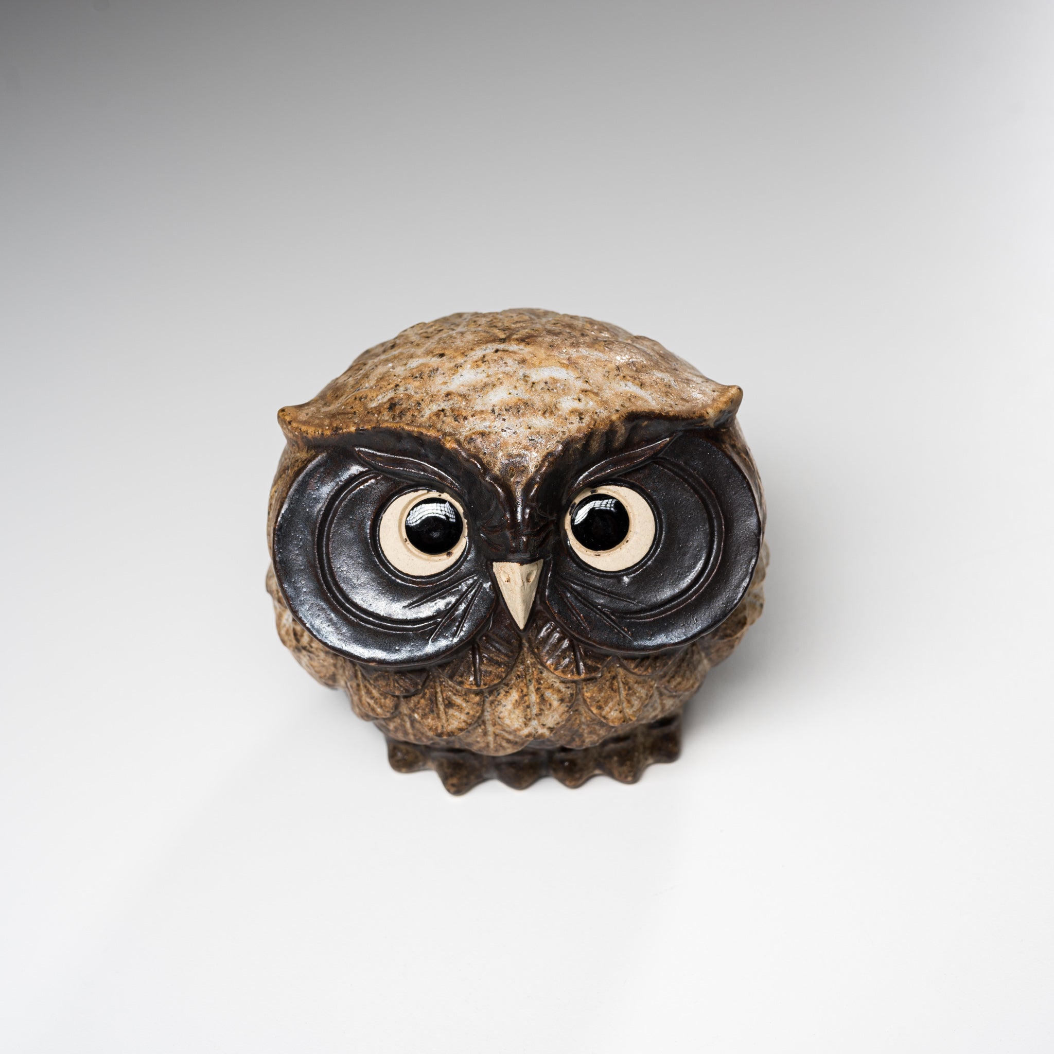 Authentic Shigaraki Ware Lucky Owl Ornament - 10cm Handcrafted Brown Ceramic Figurine for Home Decor, Office Feng Shui & Japanese Culture Enthusiasts