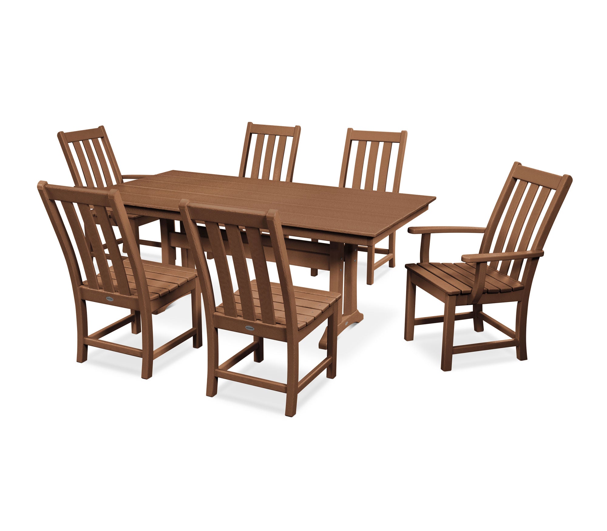 POLYWOOD Vineyard 7-Piece Farmhouse Trestle Dining Set - Outdoor Patio Furniture for Backyard, Garden & Poolside Dining